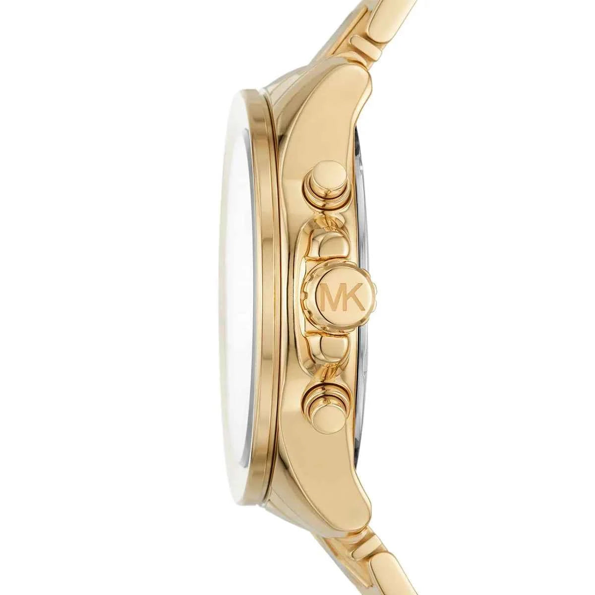 Side profile of Michael Kors Wren MK6952 gold stainless steel bracelet watch