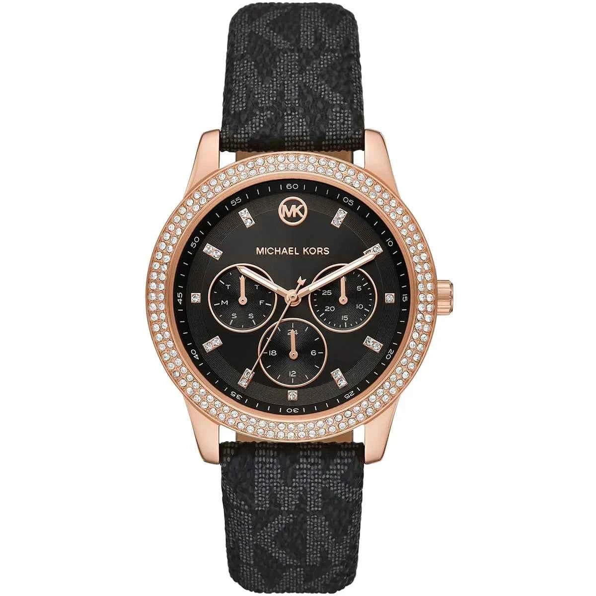 Michael Kors Tibby MK6968 Women's Black Dial Black Leather Strap Watch