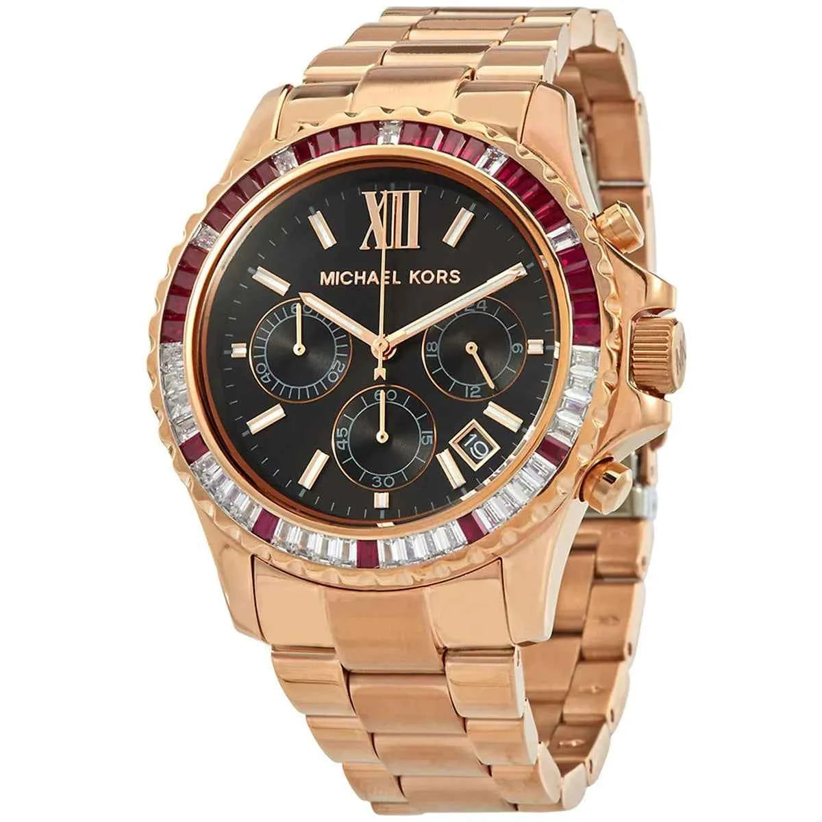Michael Kors Everest MK6972 Women's Black Dial Rose Gold Stainless Steel Watch