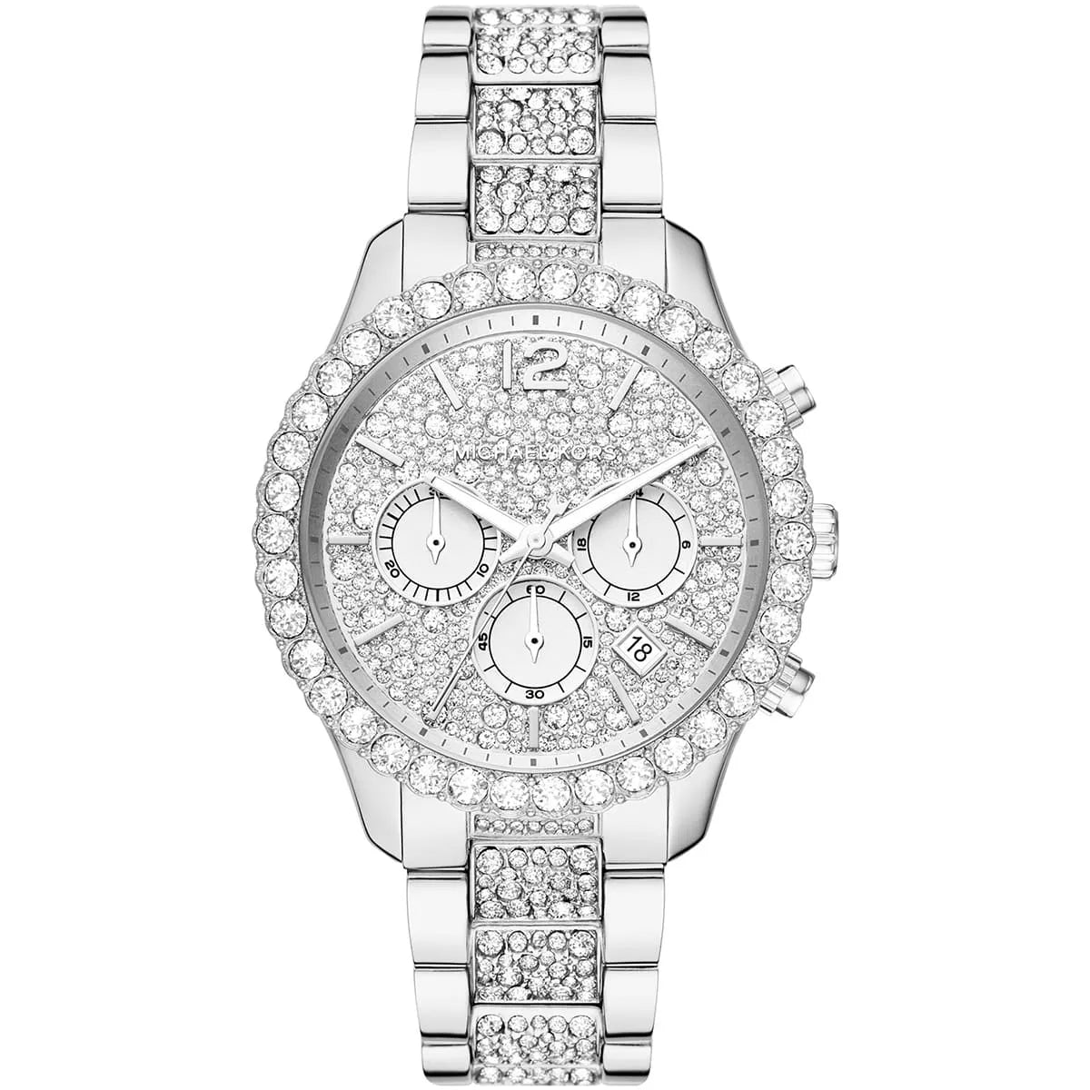 Michael Kors Layton MK6976 women's silver dial stainless steel watch front view