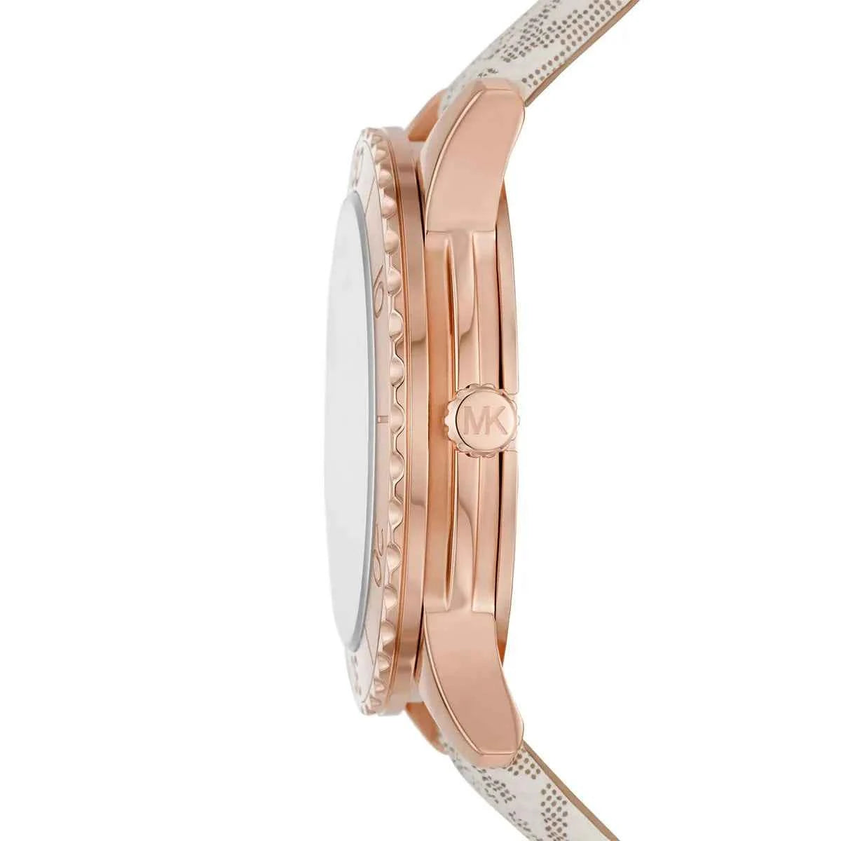 Michael Kors Runway MK6980 Women's Rose Gold Dial White Polyurethane Strap Watch
