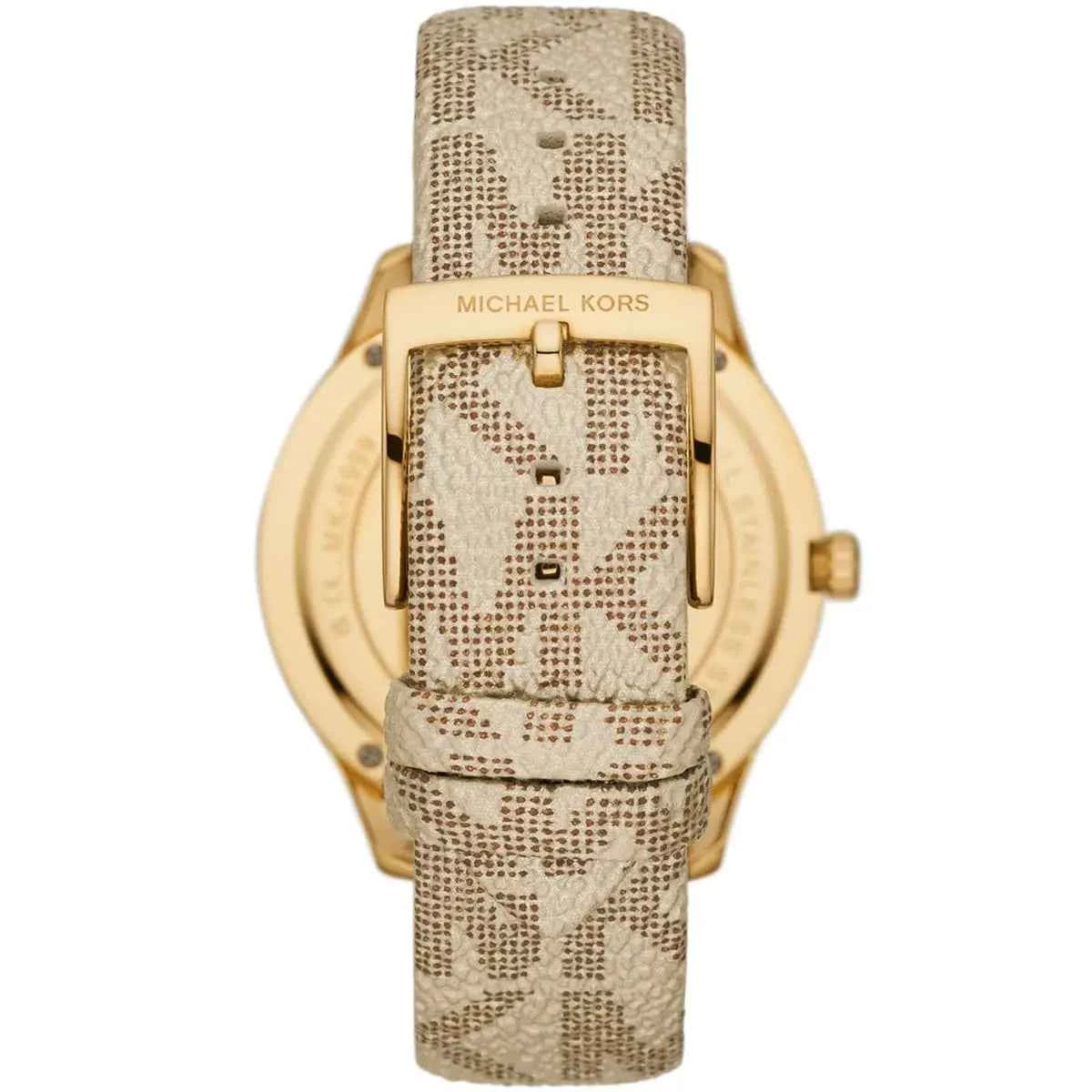 Michael Kors Runway MK6999 Women's Gold Dial Brown Polyurethane Strap Watch