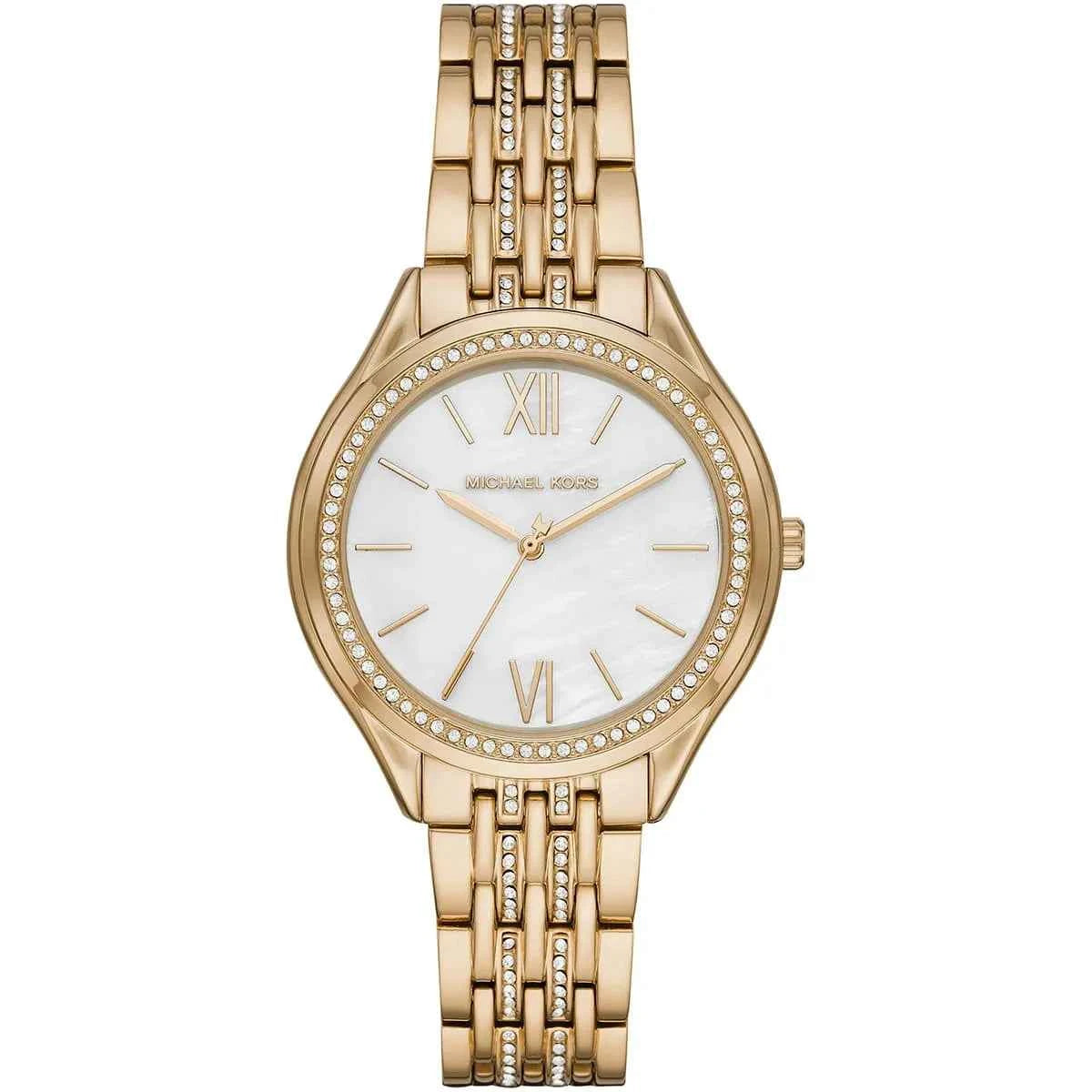 Michael Kors Mindy MK7078 Women's White Dial Gold Stainless Steel Watch