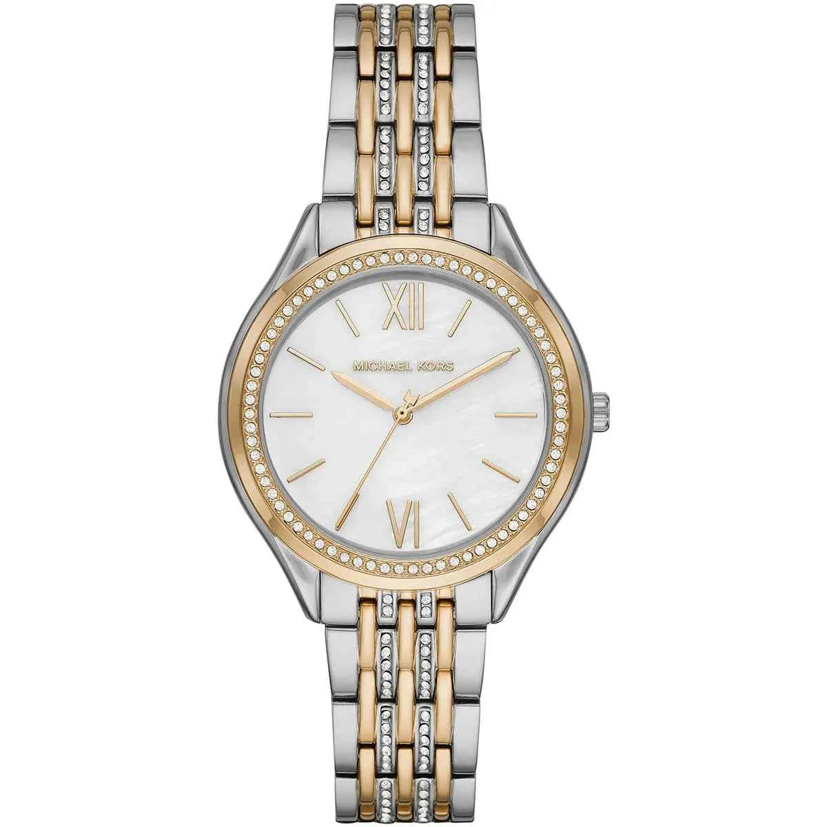 Michael Kors Mindy MK7084 Women's White Dial Two-Tone Stainless Steel Watch
