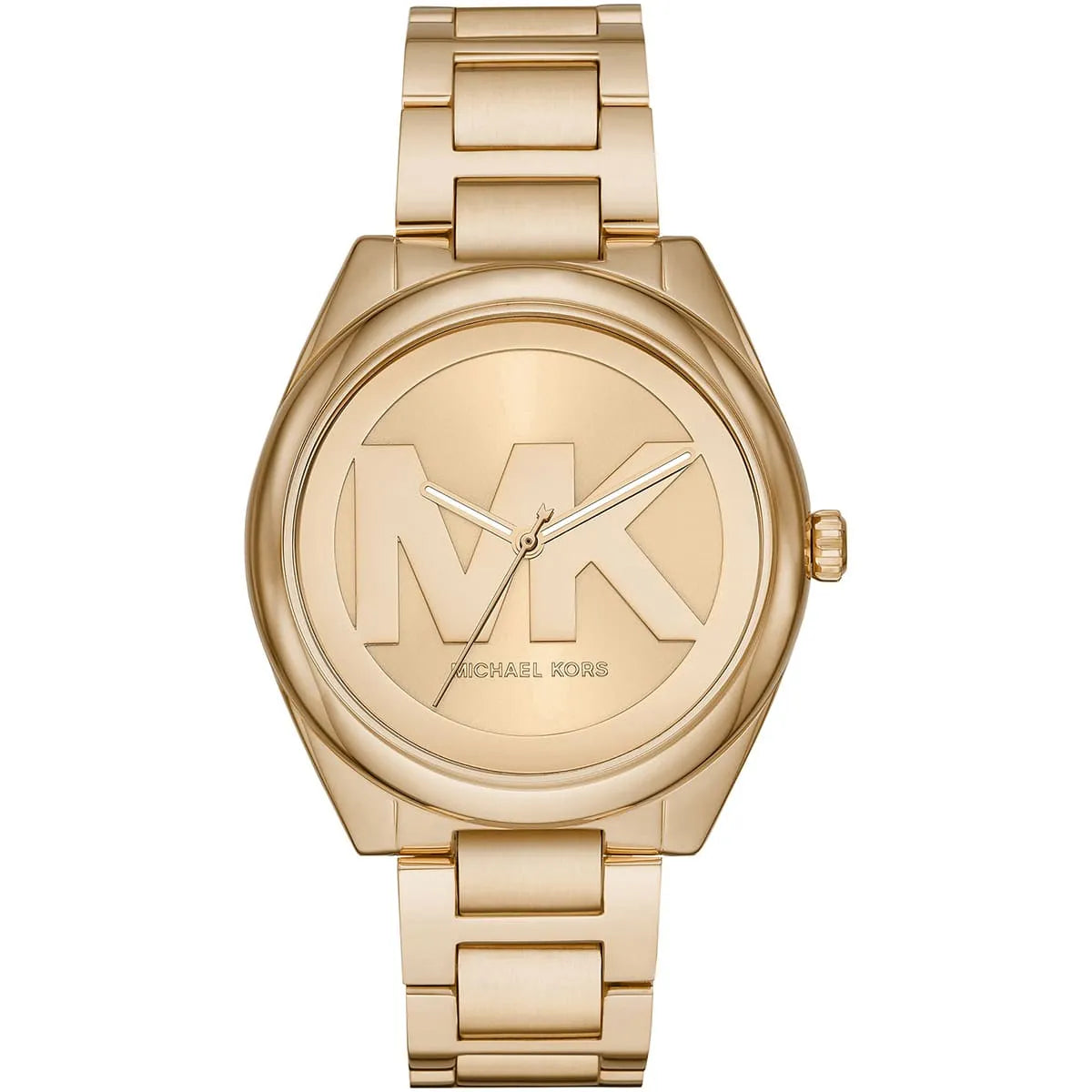 Michael Kors Janelle MK7086 women's gold dial gold stainless steel watch front view