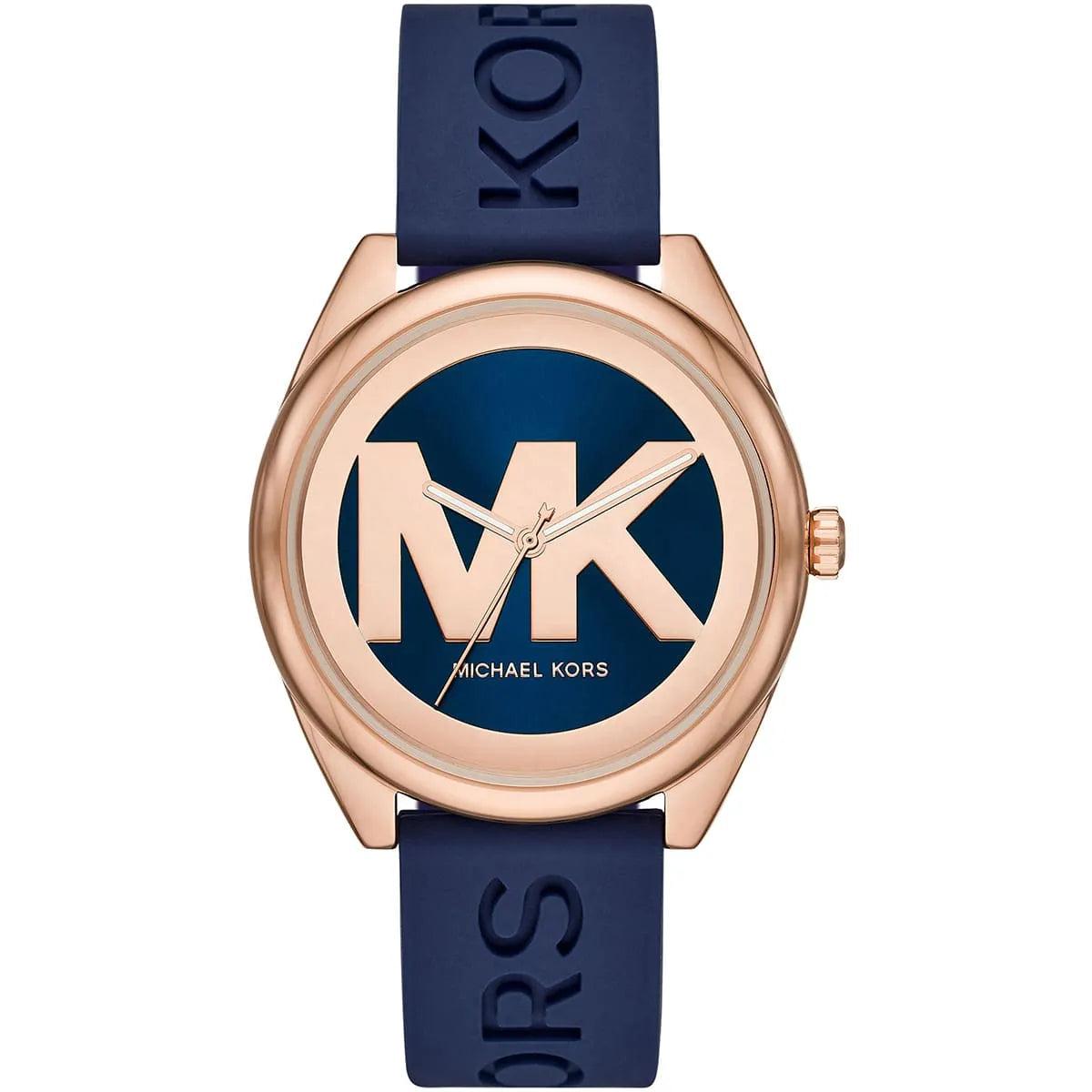 Michael Kors Janelle MK7140 women's blue dial blue silicone strap watch front view