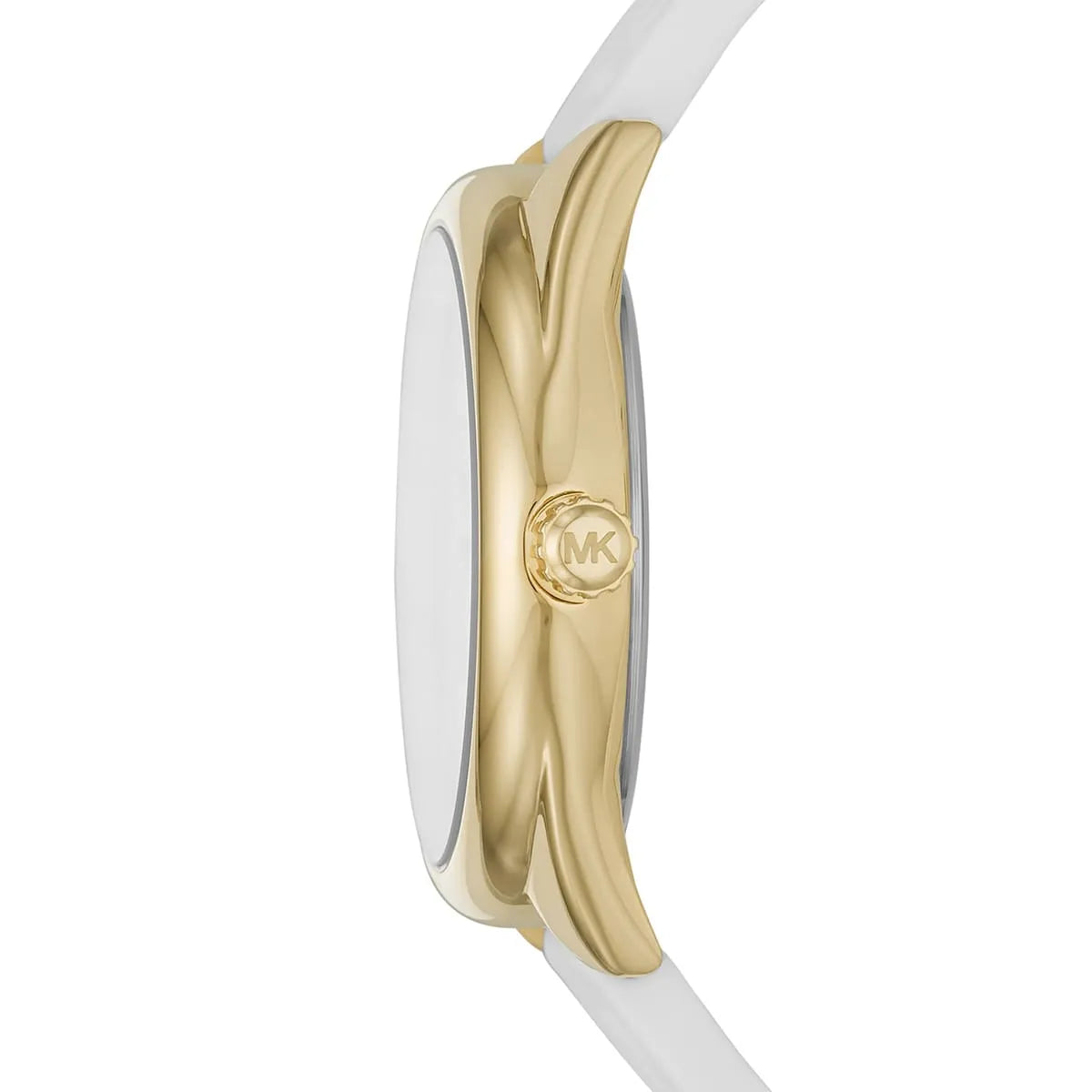 Side profile of Michael Kors Janelle MK7141 white silicone rubber strap watch