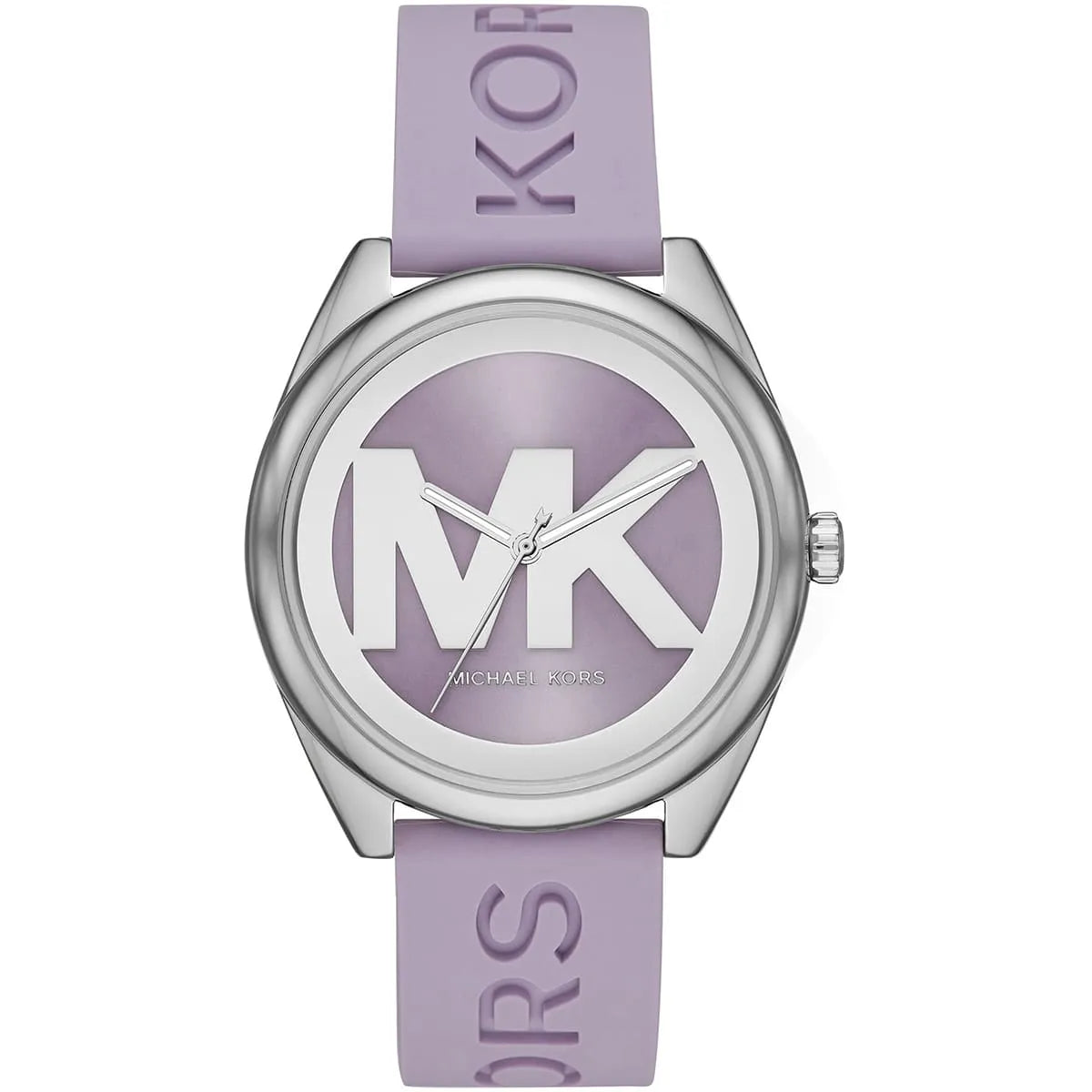 Michael Kors Janelle MK7143 women's purple dial purple silicone strap watch front view