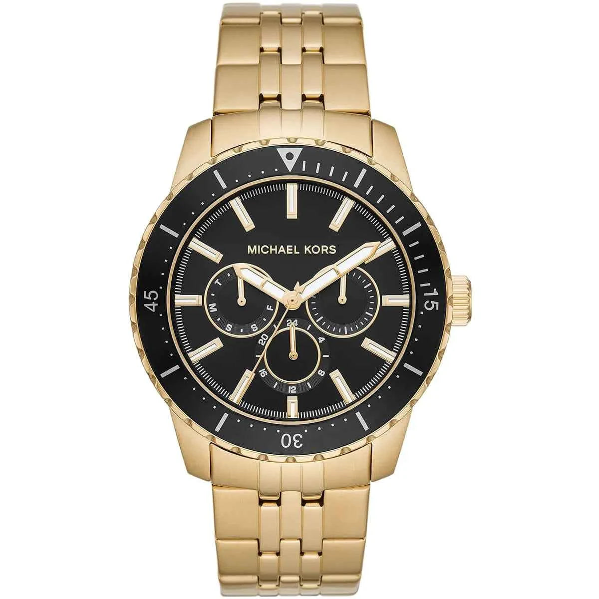 Michael Kors Cunningham MK7154 Men's Black Dial Gold Stainless Steel Watch