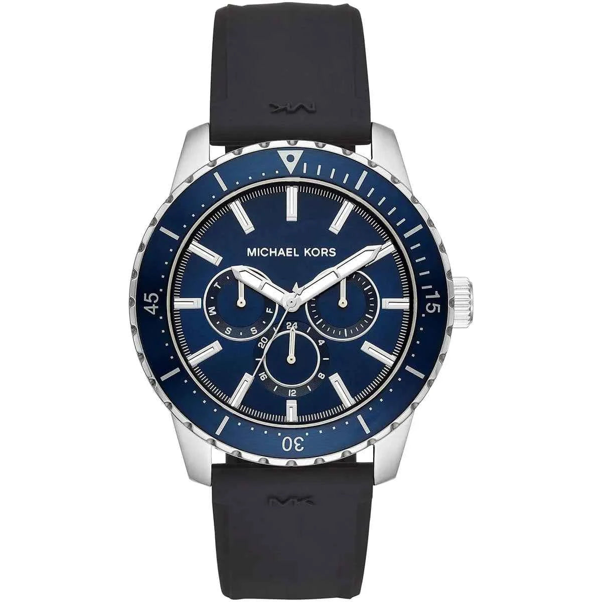 Michael Kors Cunningham MK7160 Men's Blue Dial Black Silicone Strap Watch