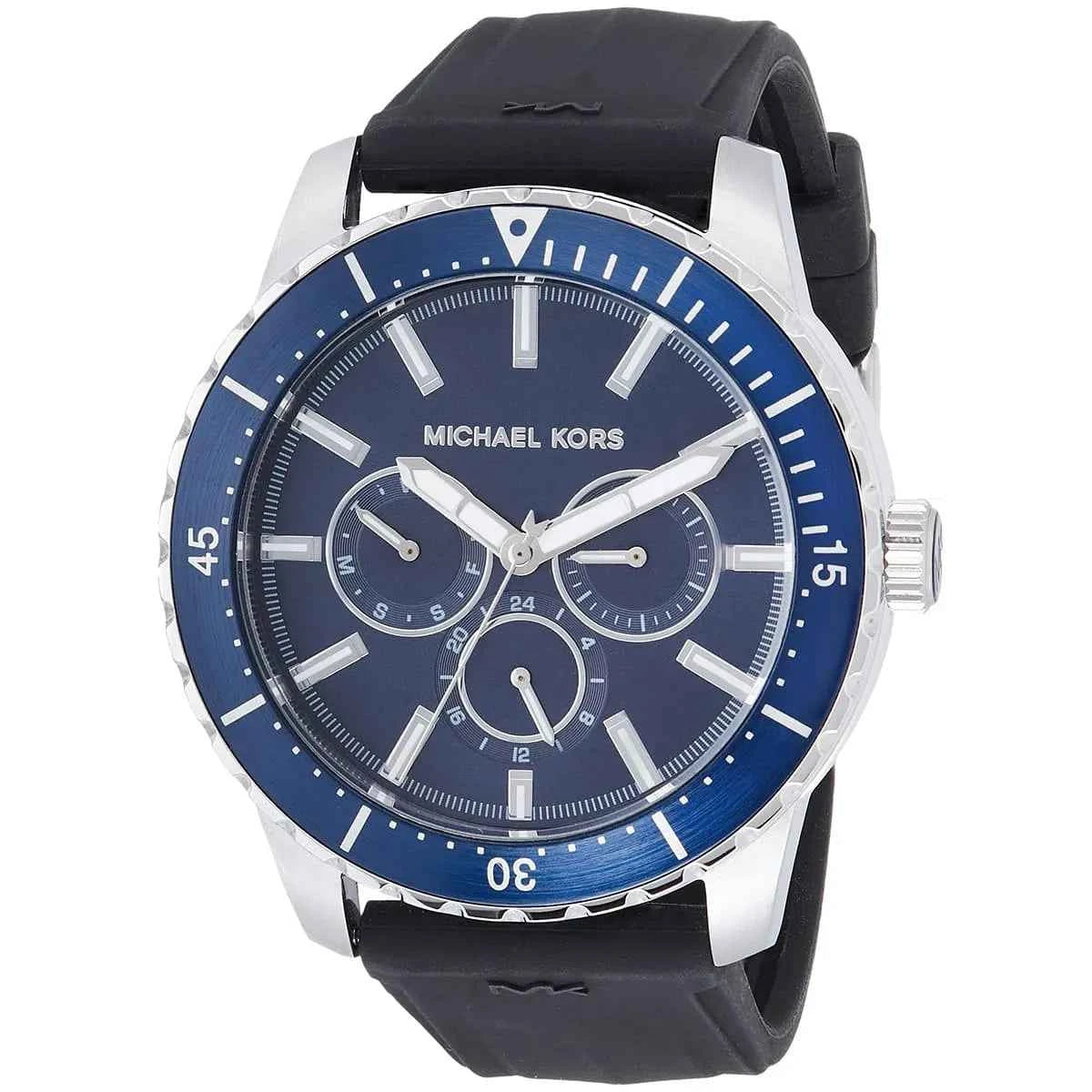 Michael Kors Cunningham MK7160 Men's Blue Dial Black Silicone Strap Watch