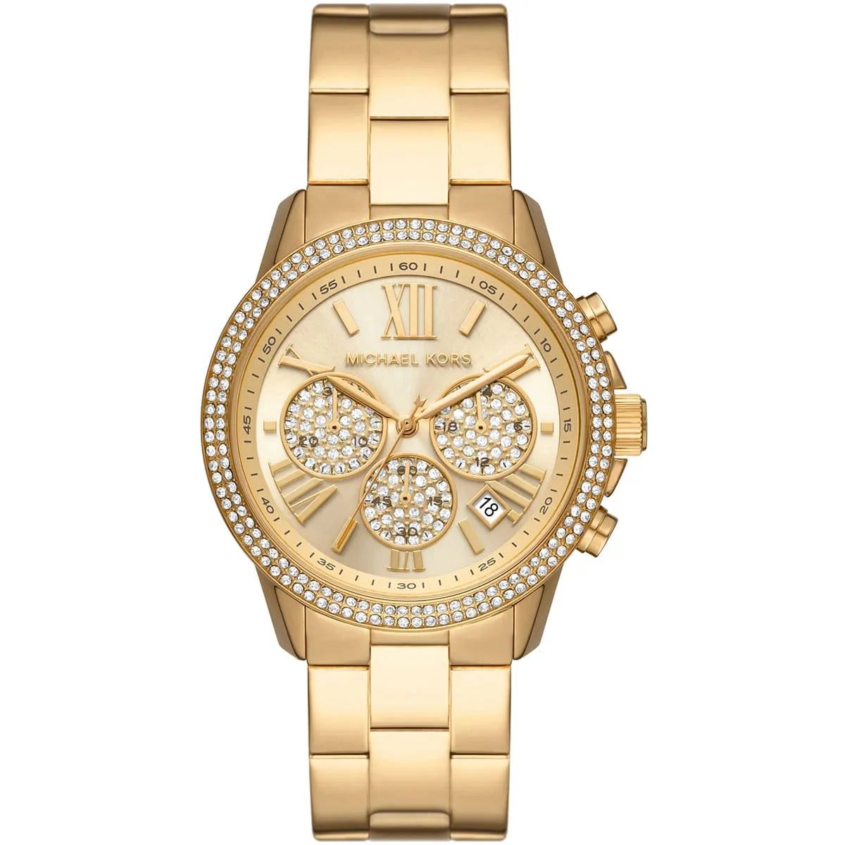 Michael Kors Brynn MK7199 women's gold dial gold stainless steel watch front view