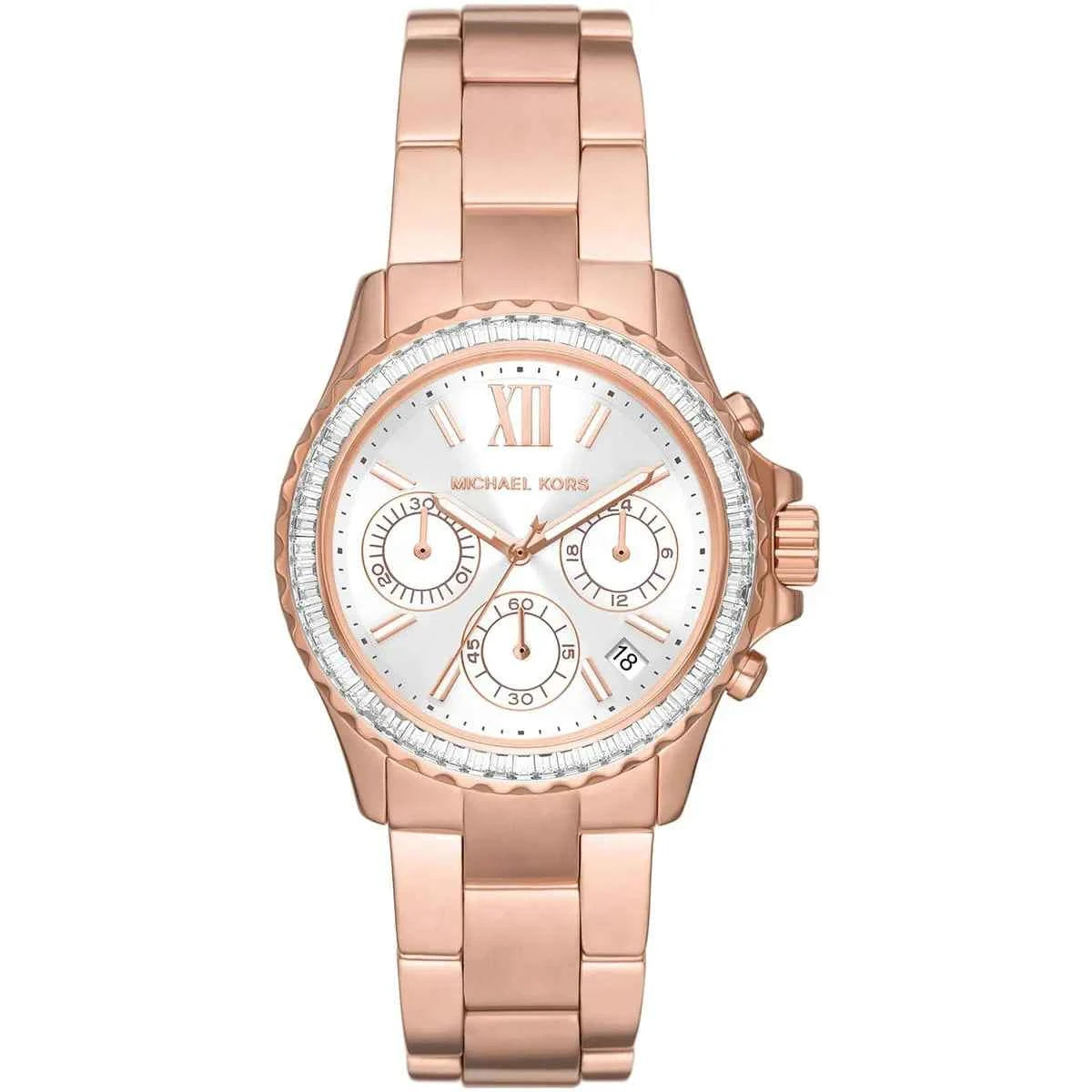 Michael Kors Everest MK7213 Women's White Dial Rose Gold Stainless Steel Watch