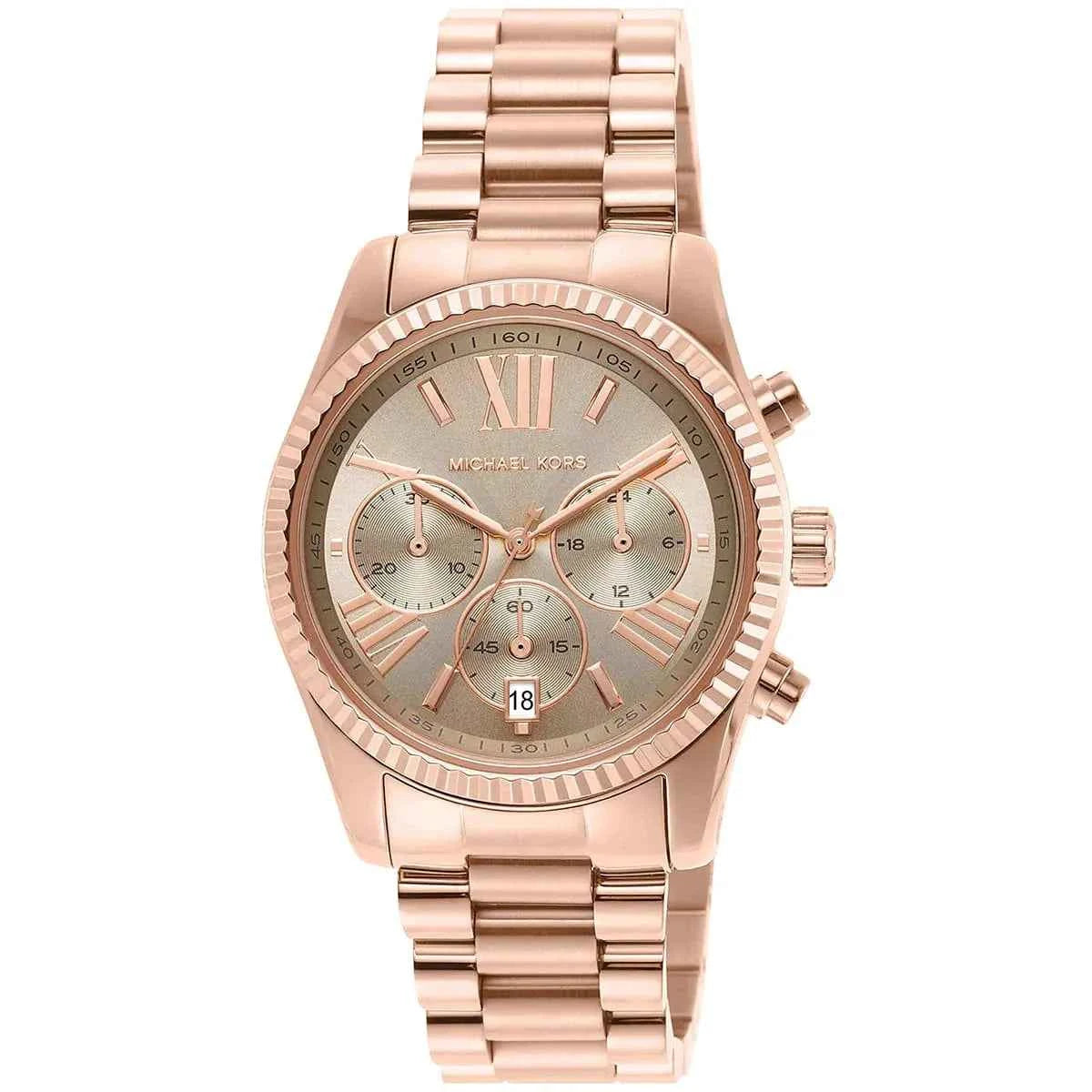 Michael Kors Lexington MK7217 Women's Gray Dial Rose Gold Stainless Steel Watch