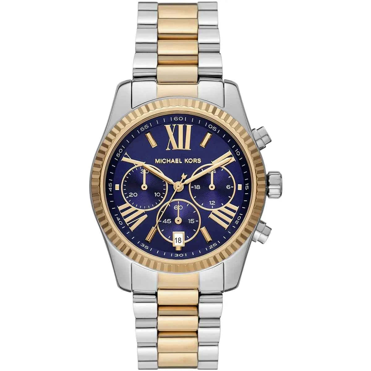 Michael Kors Lexington MK7218 Women's Blue Dial Two-Tone Stainless Steel Watch