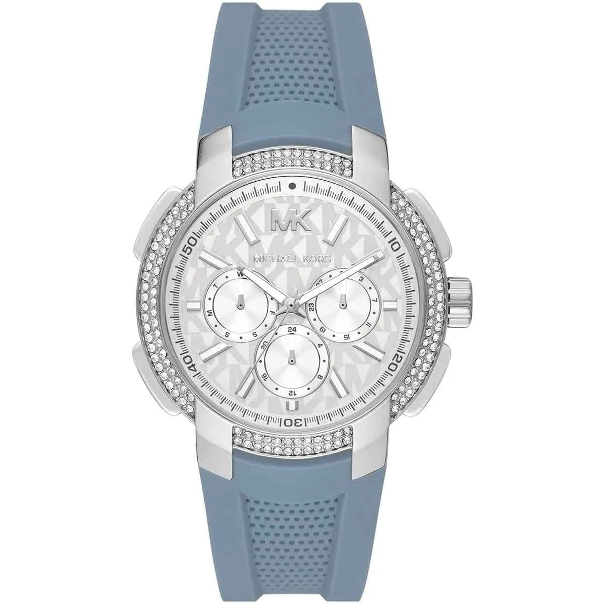Michael Kors Sidney MK7220 Women's White Dial Blue Silicone Strap Watch