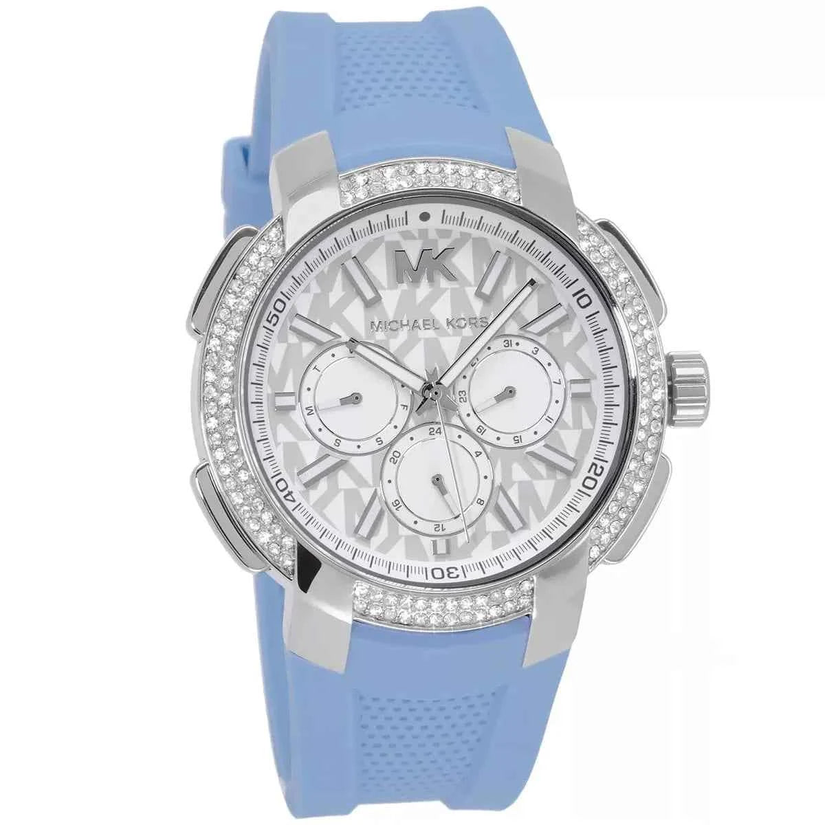 Michael Kors Sidney MK7220 Women's White Dial Blue Silicone Strap Watch