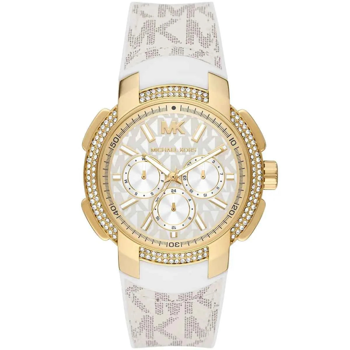 Michael Kors Sidney MK7221 Women's White Dial White Polyurethane Strap Watch