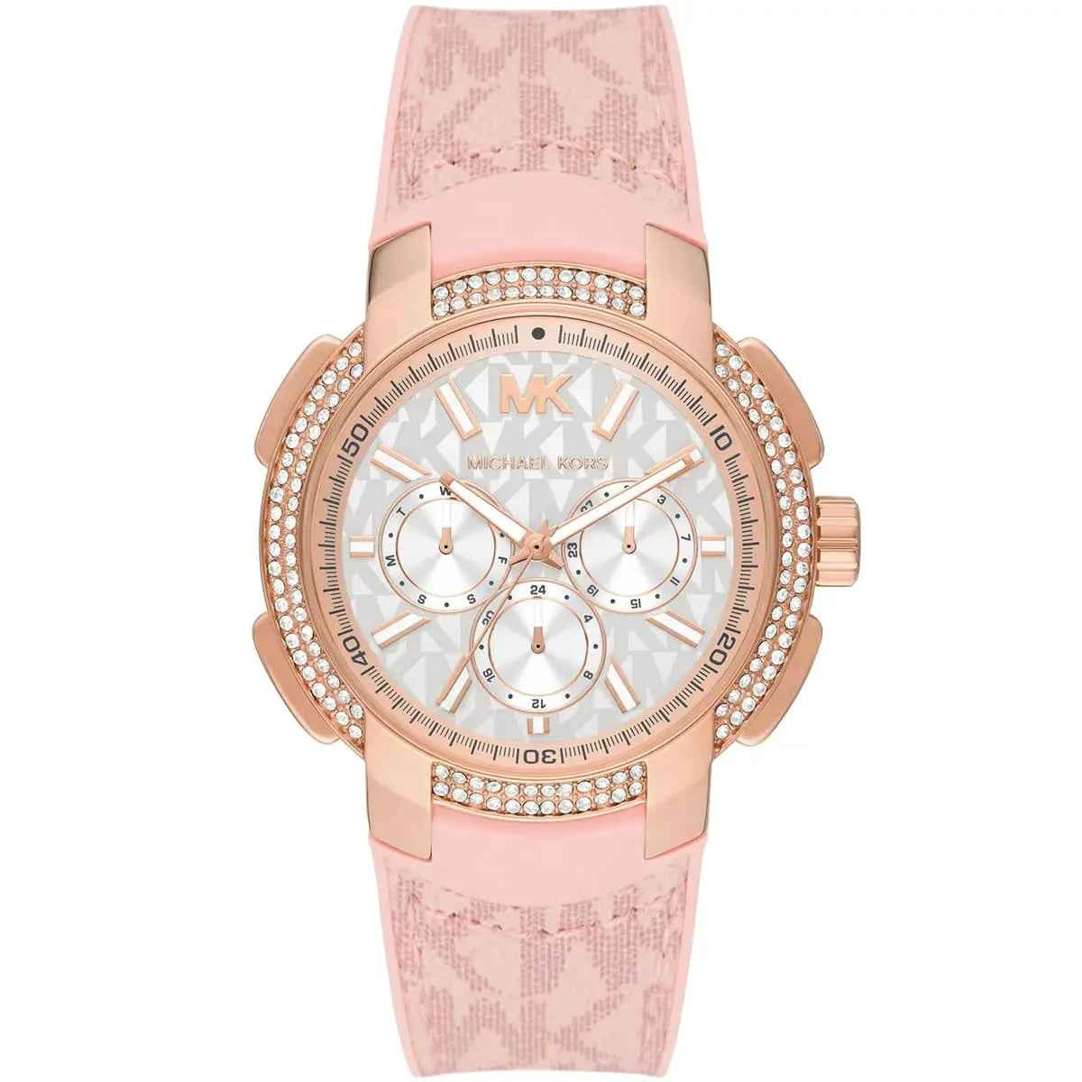 Michael Kors Sidney MK7222 Women's White Dial Pink Polyurethane Strap Watch
