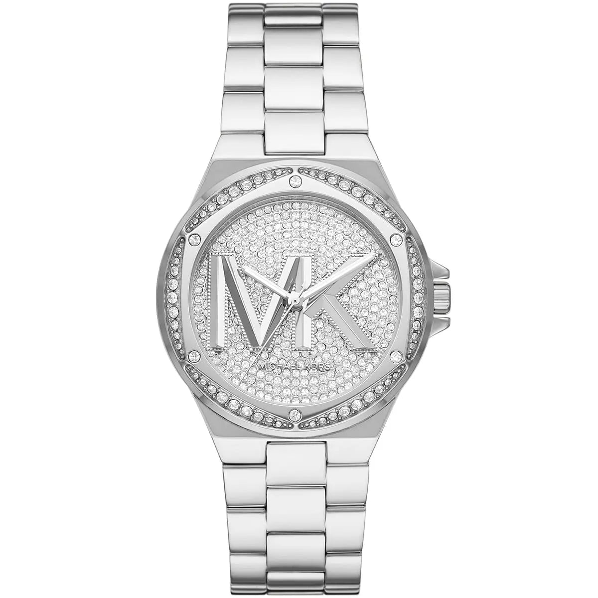 Michael Kors Lennox MK7234 women's silver dial silver stainless steel watch front view