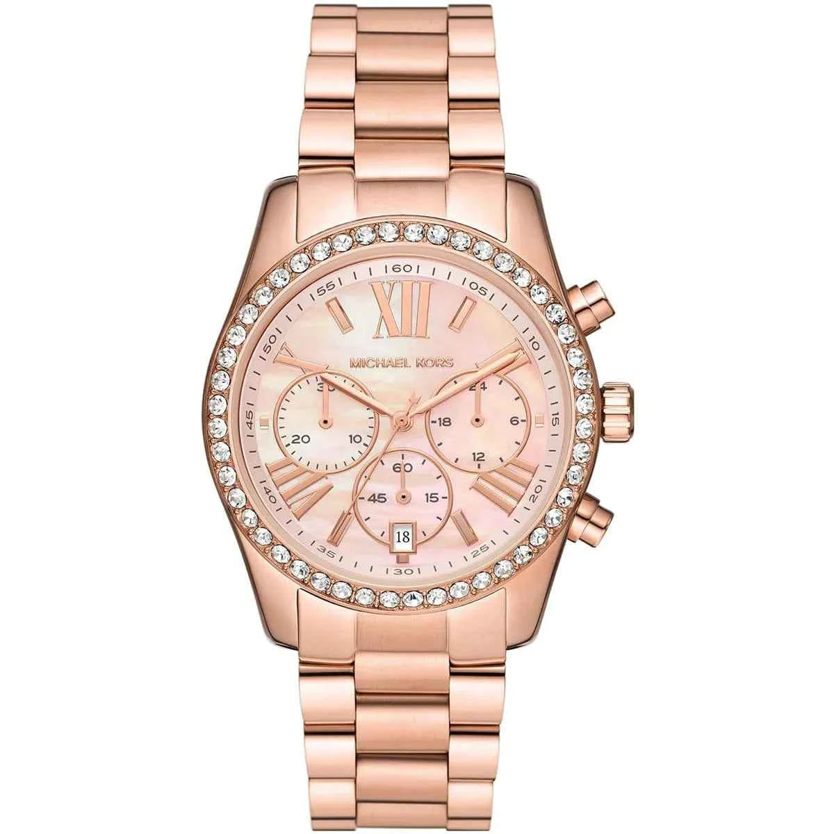 Michael Kors Lexington MK7242 Women's Rose Gold Dial Rose Gold Stainless Steel Chronograph Watch