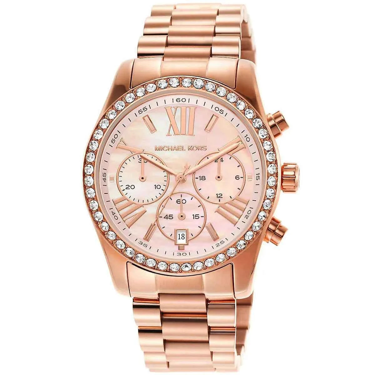 Michael Kors Lexington MK7242 Women's Rose Gold Dial Rose Gold Stainless Steel Chronograph Watch