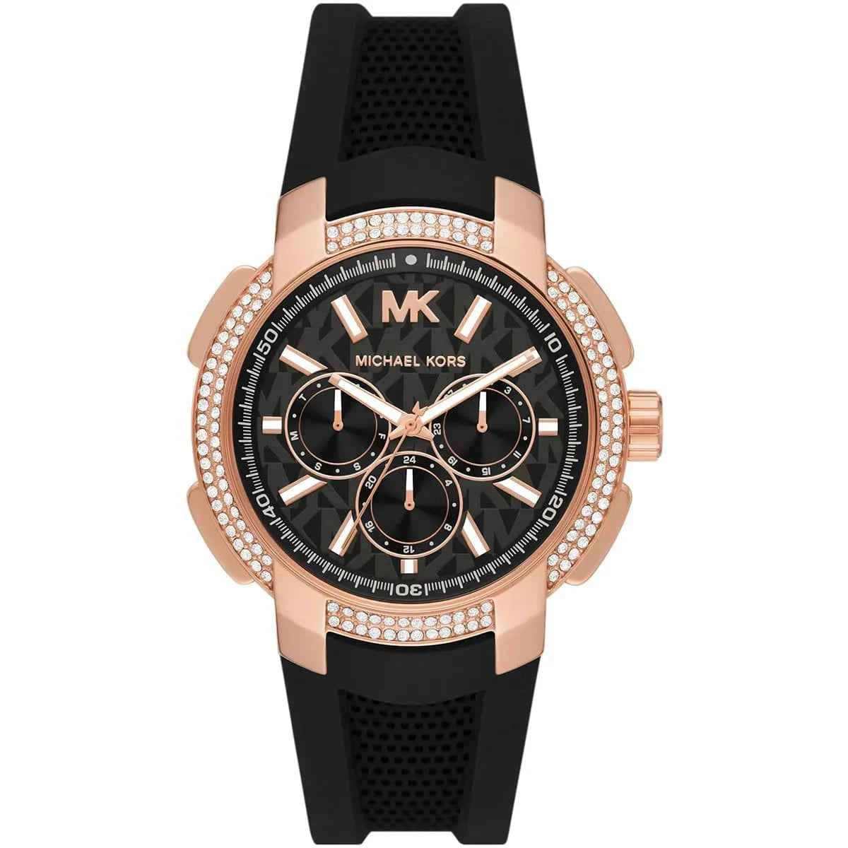 Michael Kors Sidney MK7245 Women's Black Dial Black Silicone Strap Watch