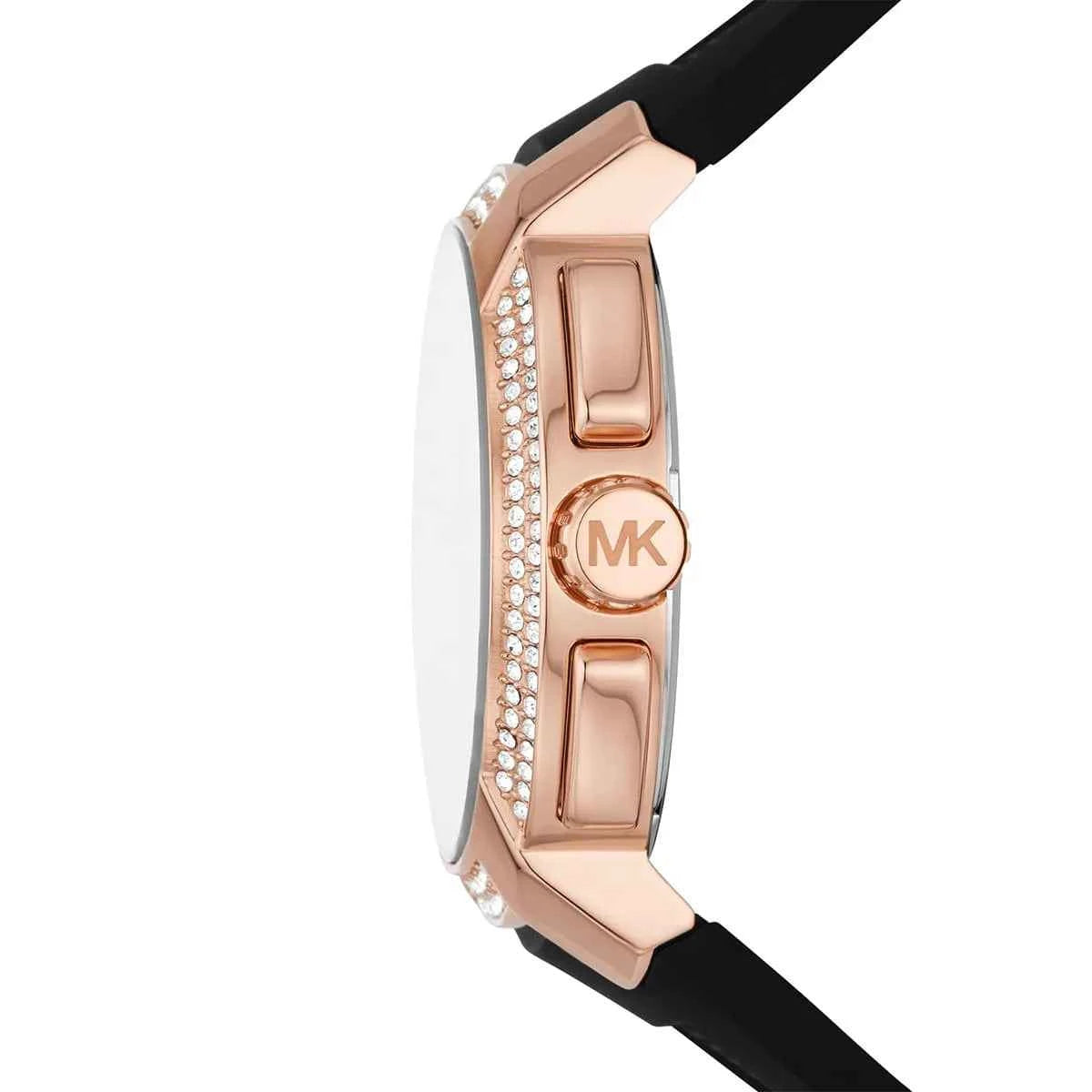Michael Kors Sidney MK7245 Women's Black Dial Black Silicone Strap Watch