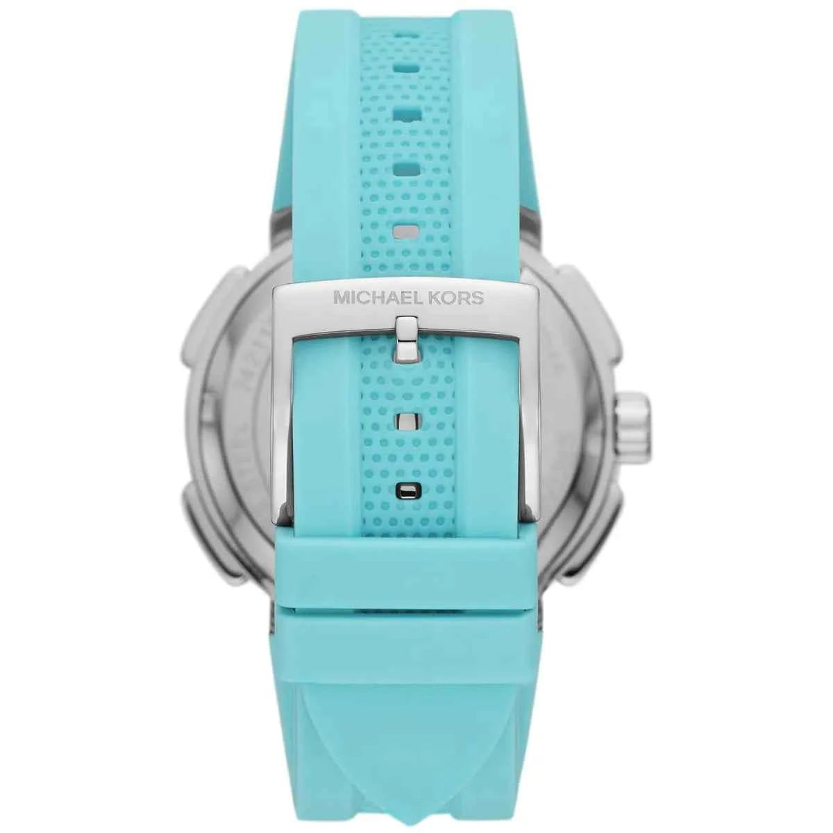 Michael Kors Sidney MK7246 Women's White Dial Turquoise Silicone Strap Watch