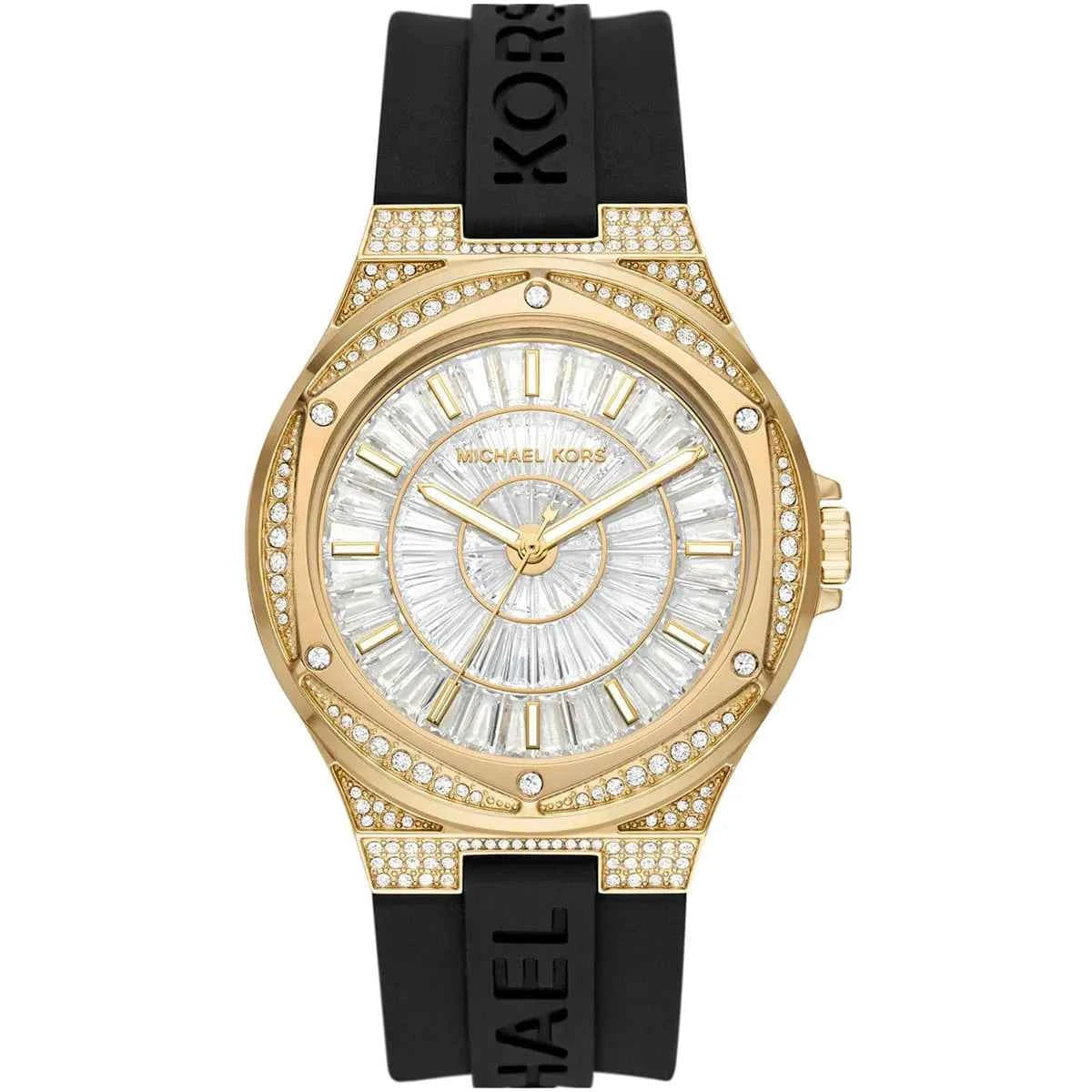 Michael Kors Camille MK7247 Women's White Dial Black Silicone Strap Watch