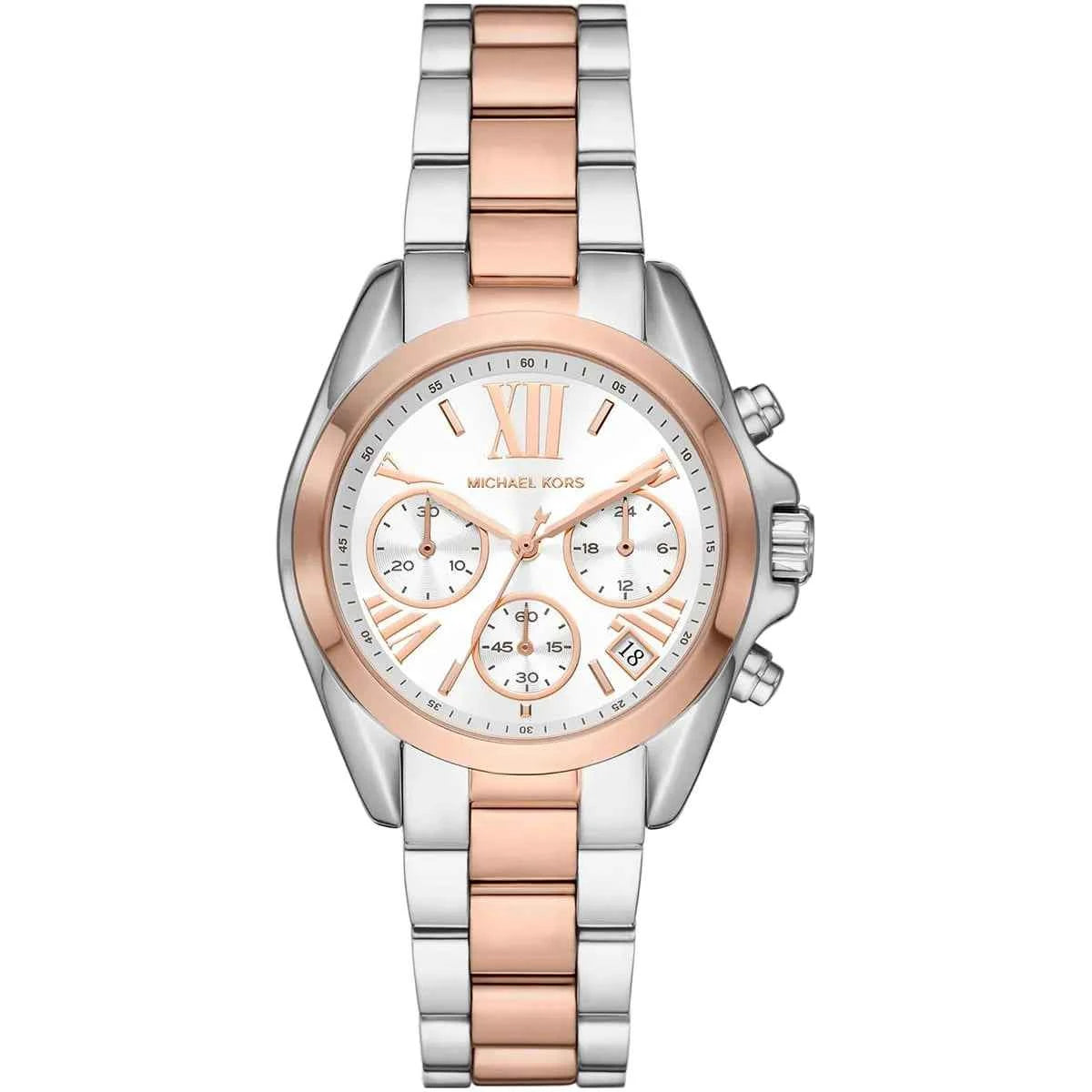Michael Kors Bradshaw MK7258 Women's White Dial Two-Tone Stainless Steel Chronograph Watch