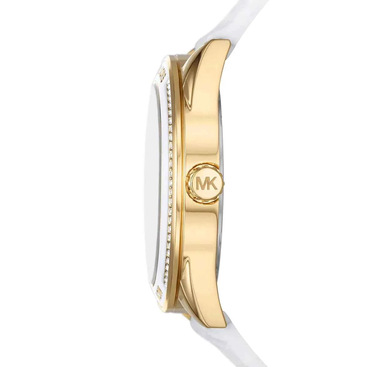 Michael Kors Jessa MK7267 Women's Gold Dial White Leather Strap Watch