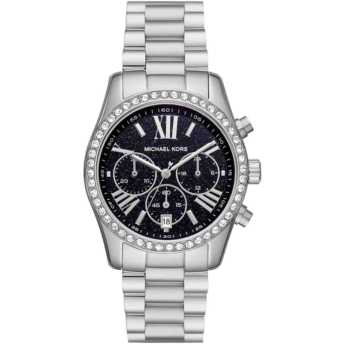 Michael Kors Lexington MK7277 Women's Blue Dial Silver Stainless Steel Chronograph Watch