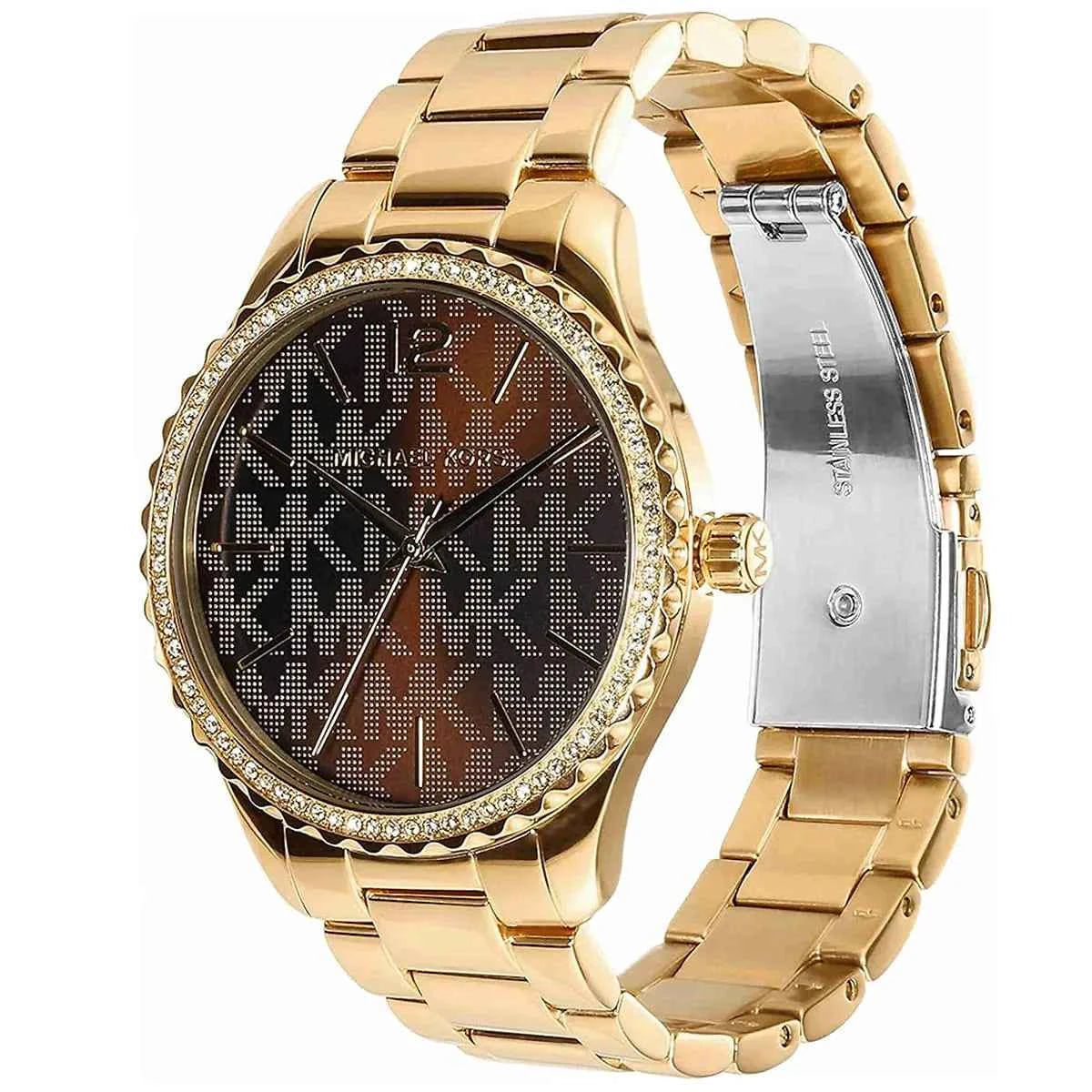 Michael Kors Layton MK7296 Women's Brown Dial Gold Stainless Steel Watch