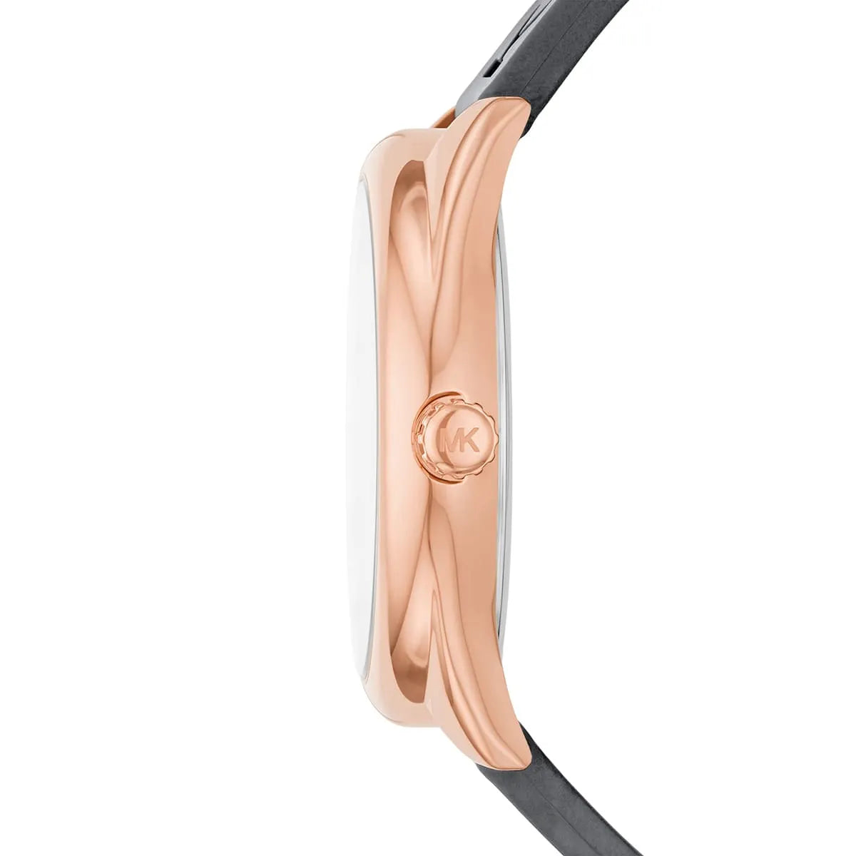 Side profile of Michael Kors Janelle MK7314 gray rubber strap watch