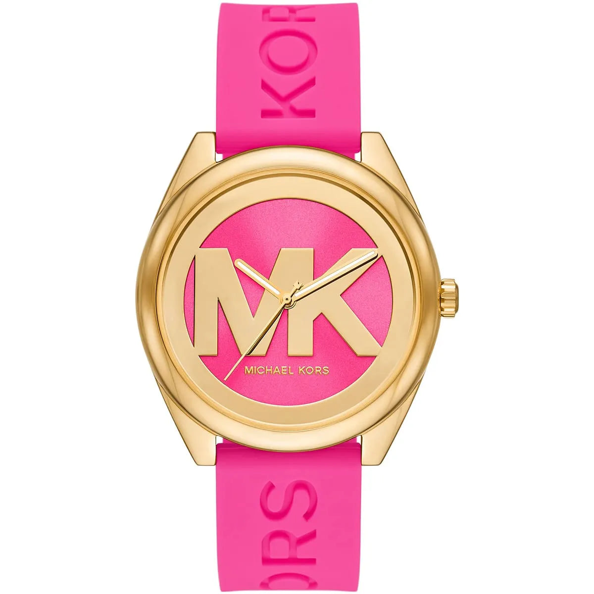 Michael Kors MK7349 women's pink dial pink silicone watch front view