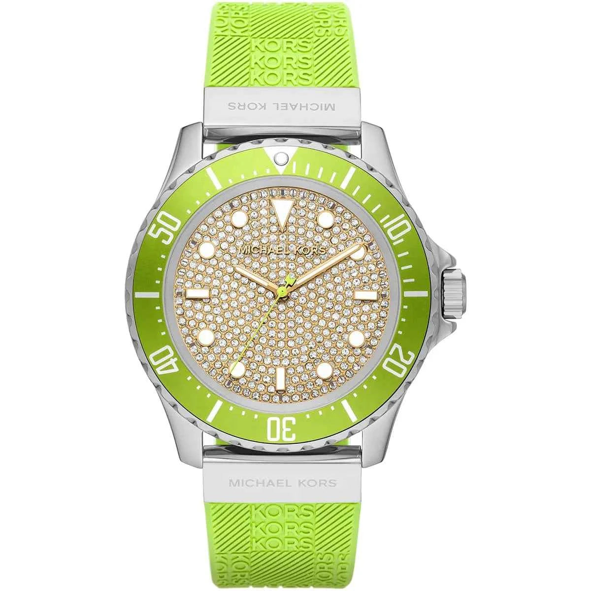 Michael Kors Everest MK7360 Women's Silver Dial Green Silicone Watch