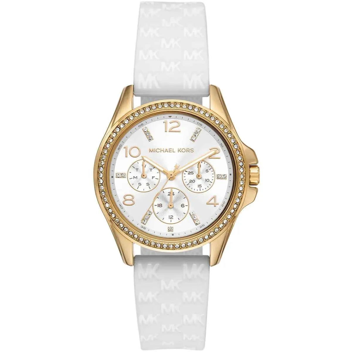 Michael Kors Mini Pilot MK7372 Women's White Dial White Silicone Watch