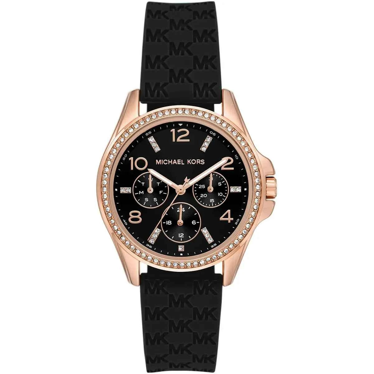 Michael Kors Mini Pilot MK7373 Women's Black Dial Black Silicone Watch