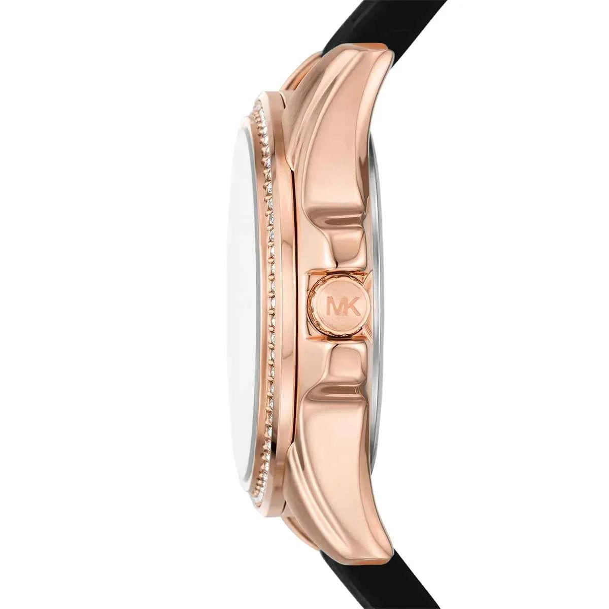 Michael Kors Mini Pilot MK7373 Women's Black Dial Black Silicone Watch