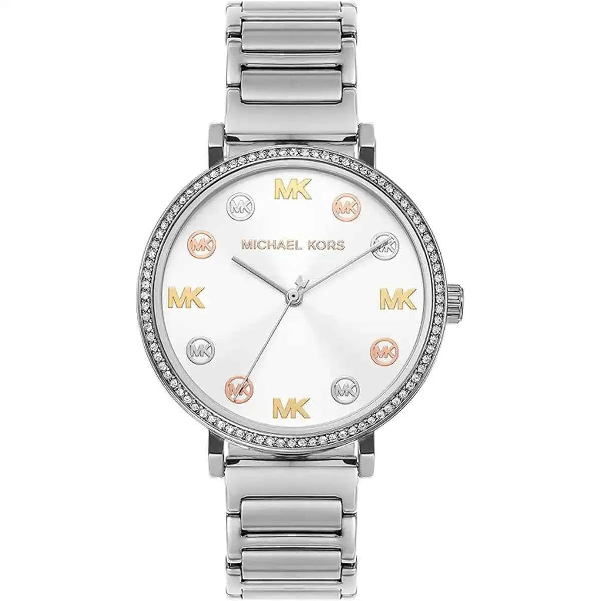 Michael Kors Addyson MK7417 Women's White Sunray Dial Stainless Steel Watch