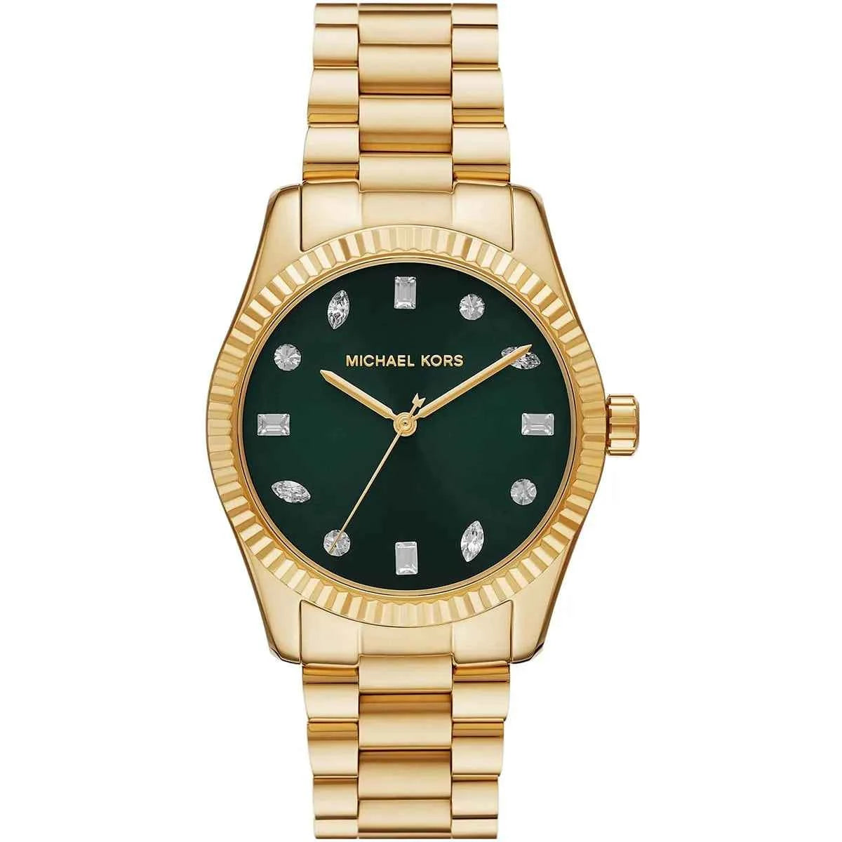 Michael Kors Lexington MK7449 Women's Green Dial Gold Stainless Steel Watch