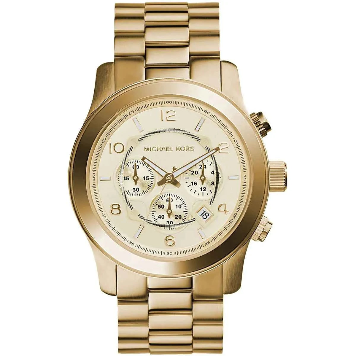 Michael Kors Runway MK8077 Men's Gold Dial Gold Stainless Steel Chronograph Watch