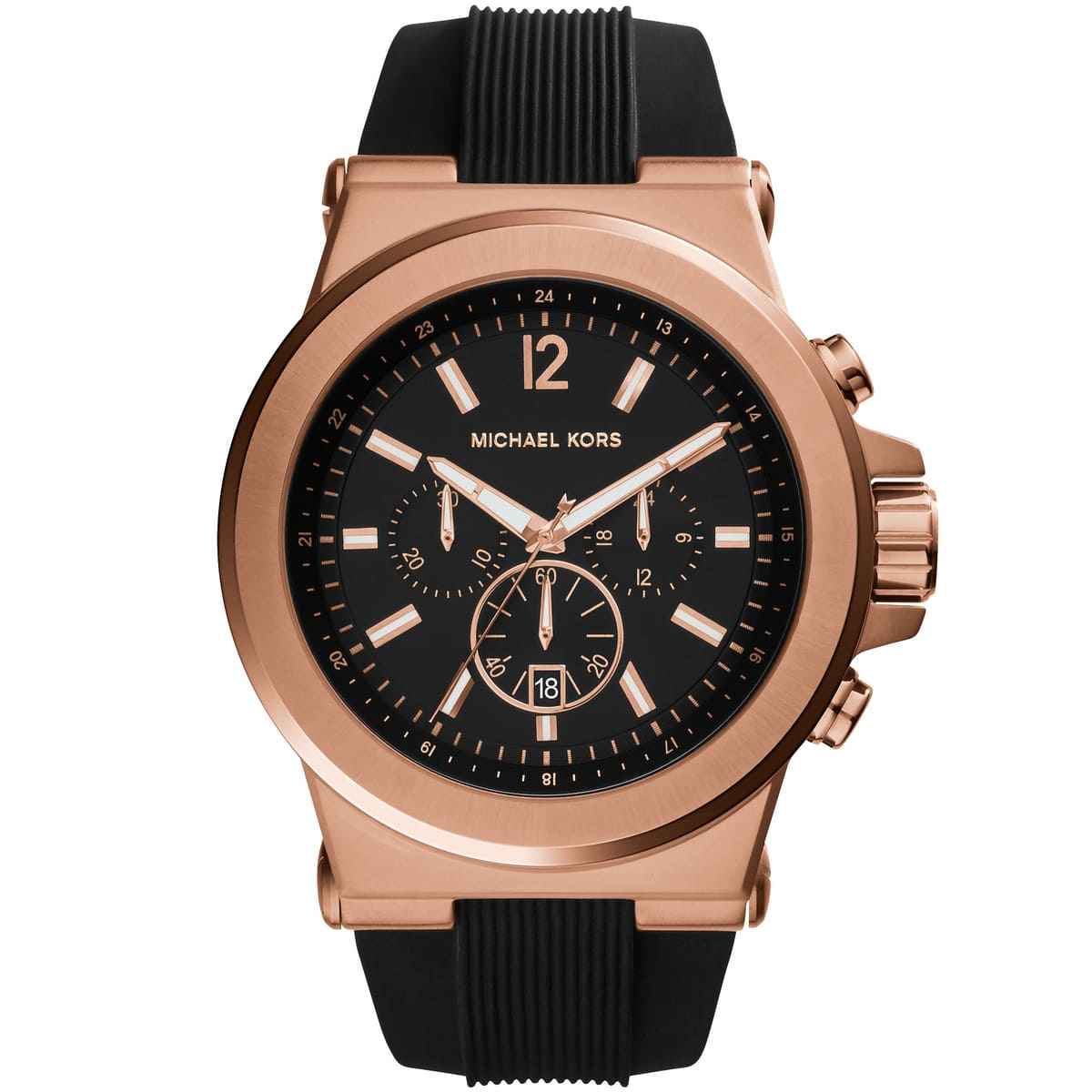 Michael Kors Dylan MK8184 Men's Black Dial Black Rubber Chronograph Watch