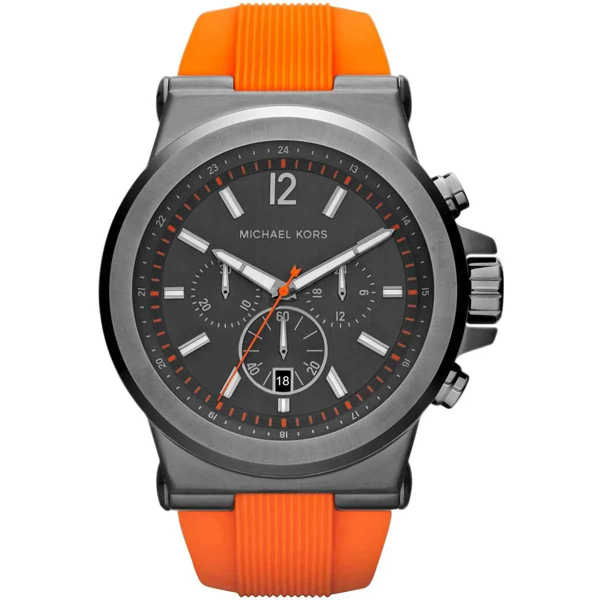 Michael Kors Dylan MK8296 Men's Gray Dial Orange Silicone Rubber Chronograph Watch
