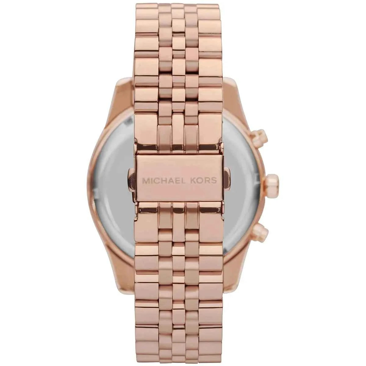 Michael Kors Lexington MK8313 Unisex Silver Dial Rose Gold Stainless Steel Chronograph Watch