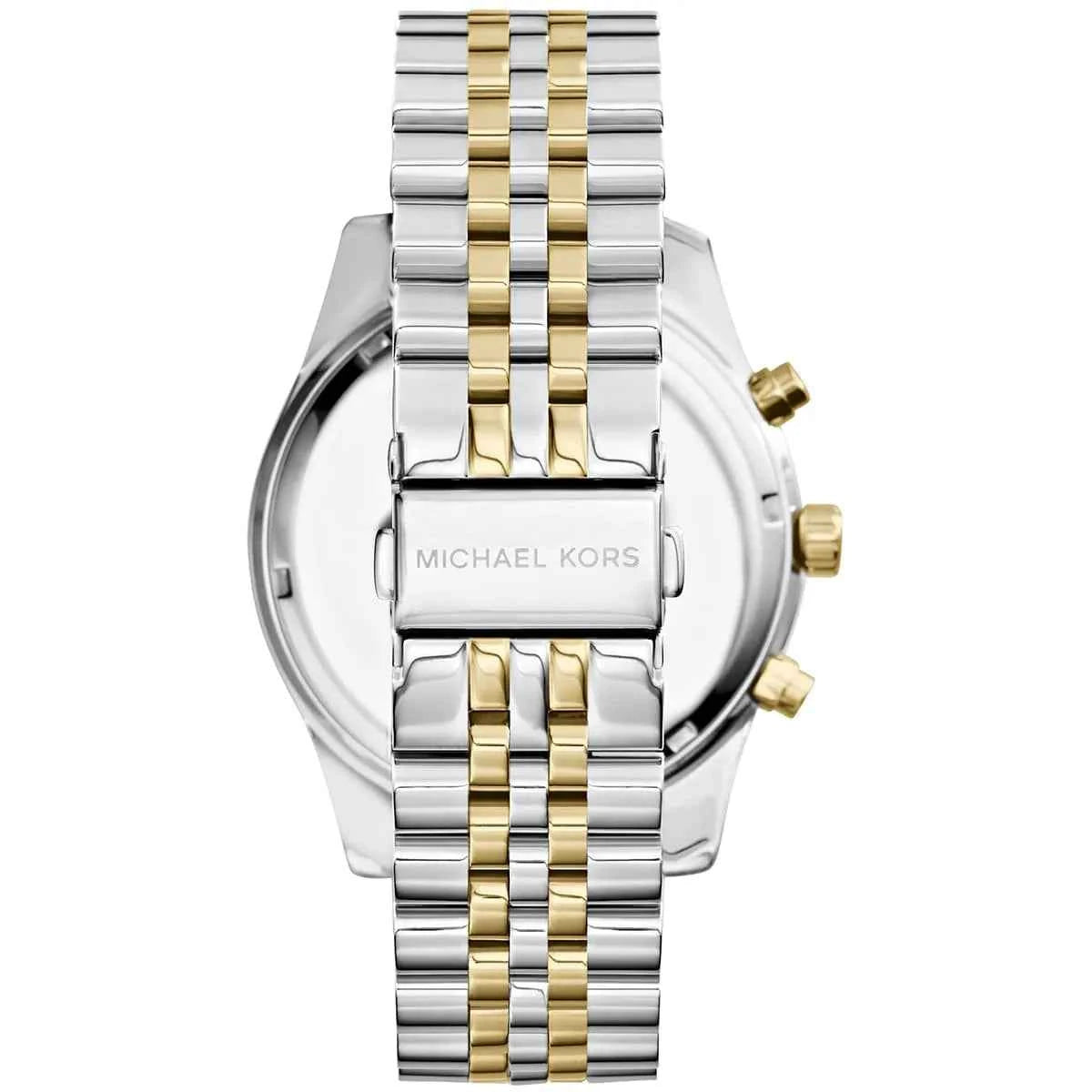 Michael Kors Lexington MK8344 Men's Silver Dial Two-Tone Stainless Steel Chronograph Watch