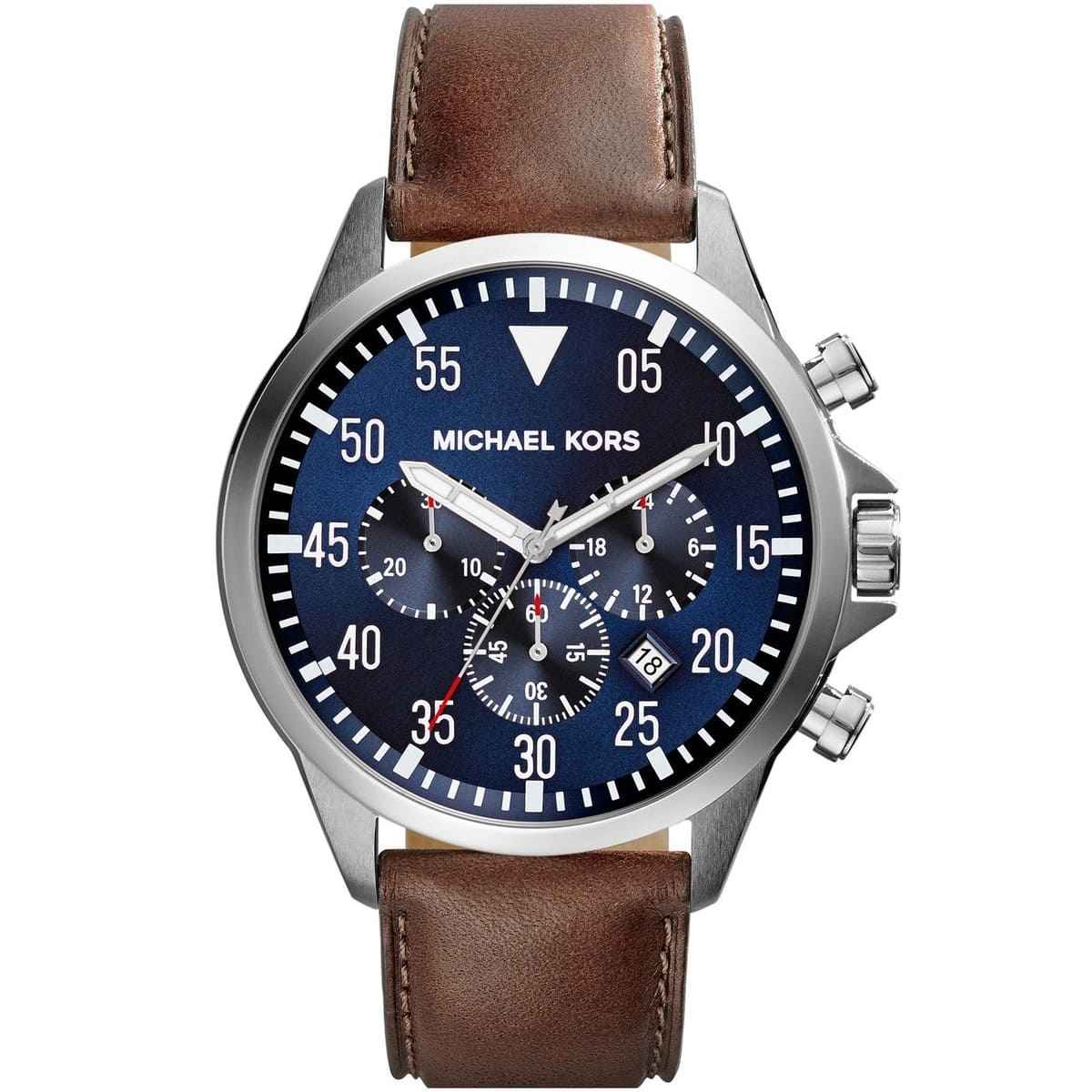 Michael Kors Gage MK8362 Men's Blue Dial Brown Leather Chronograph Watch