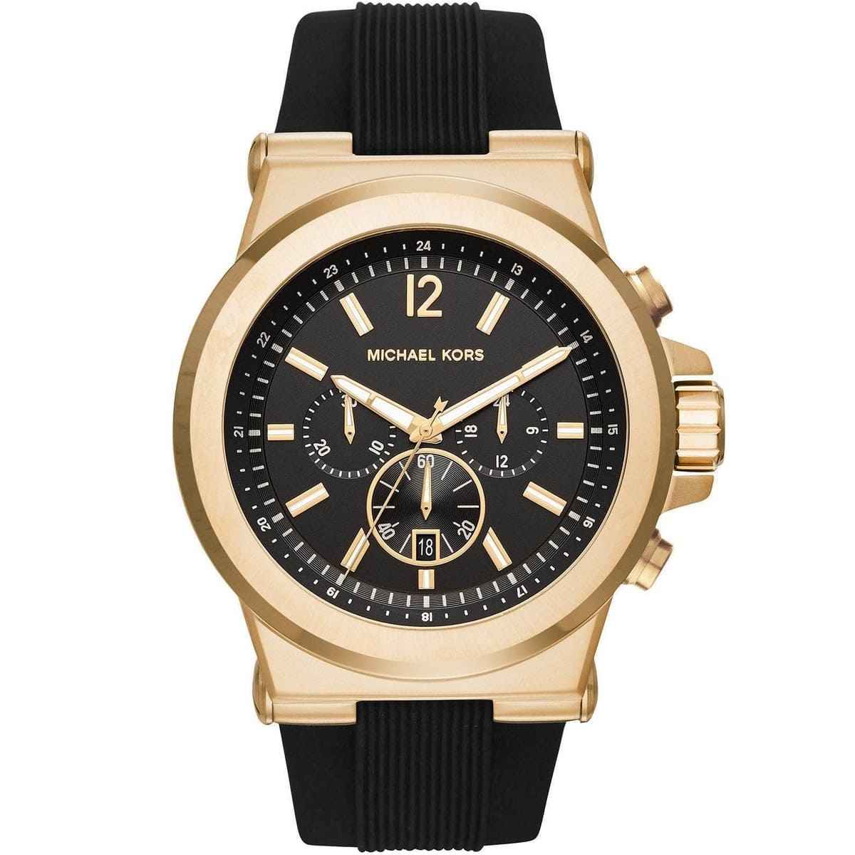 Michael Kors Dylan MK8445 Men's Black Dial Black Rubber Chronograph Watch