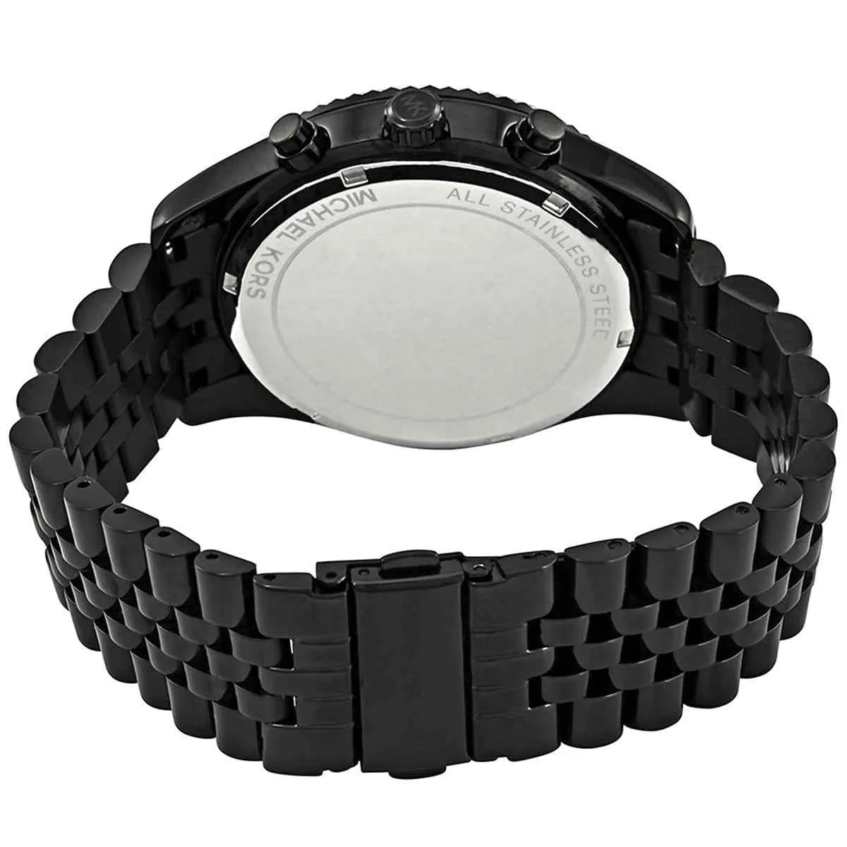 Michael Kors Lexington MK8605 Men's Silver Dial Black Stainless Steel Chronograph Watch